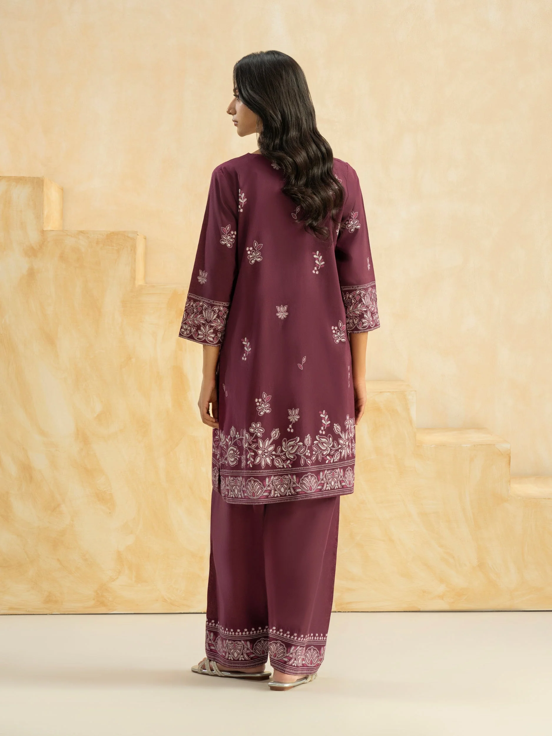 2 Piece Cambric Suit-Paste Print (Pret) - Image 2