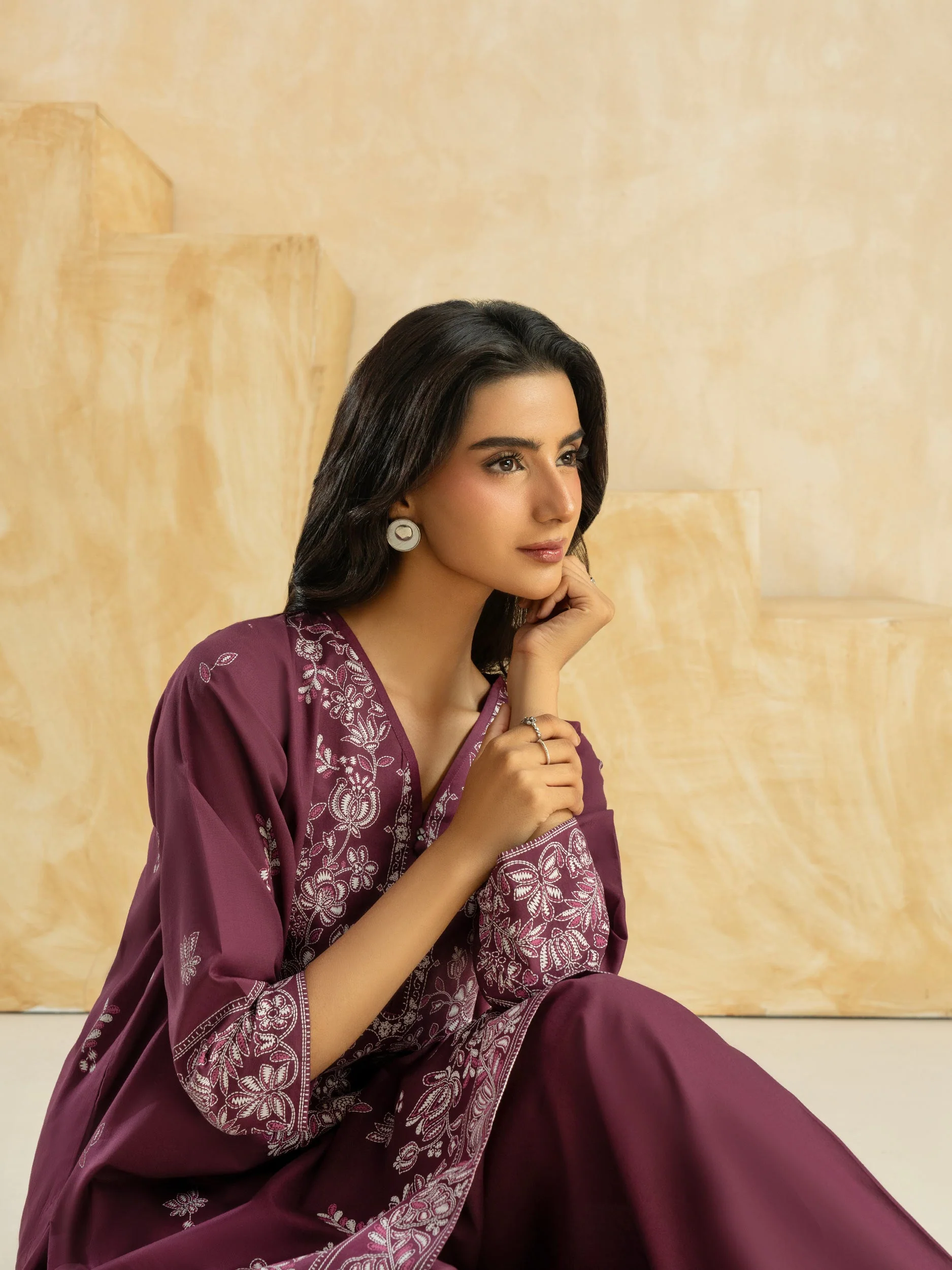 2 Piece Cambric Suit-Paste Print (Pret) - Image 9