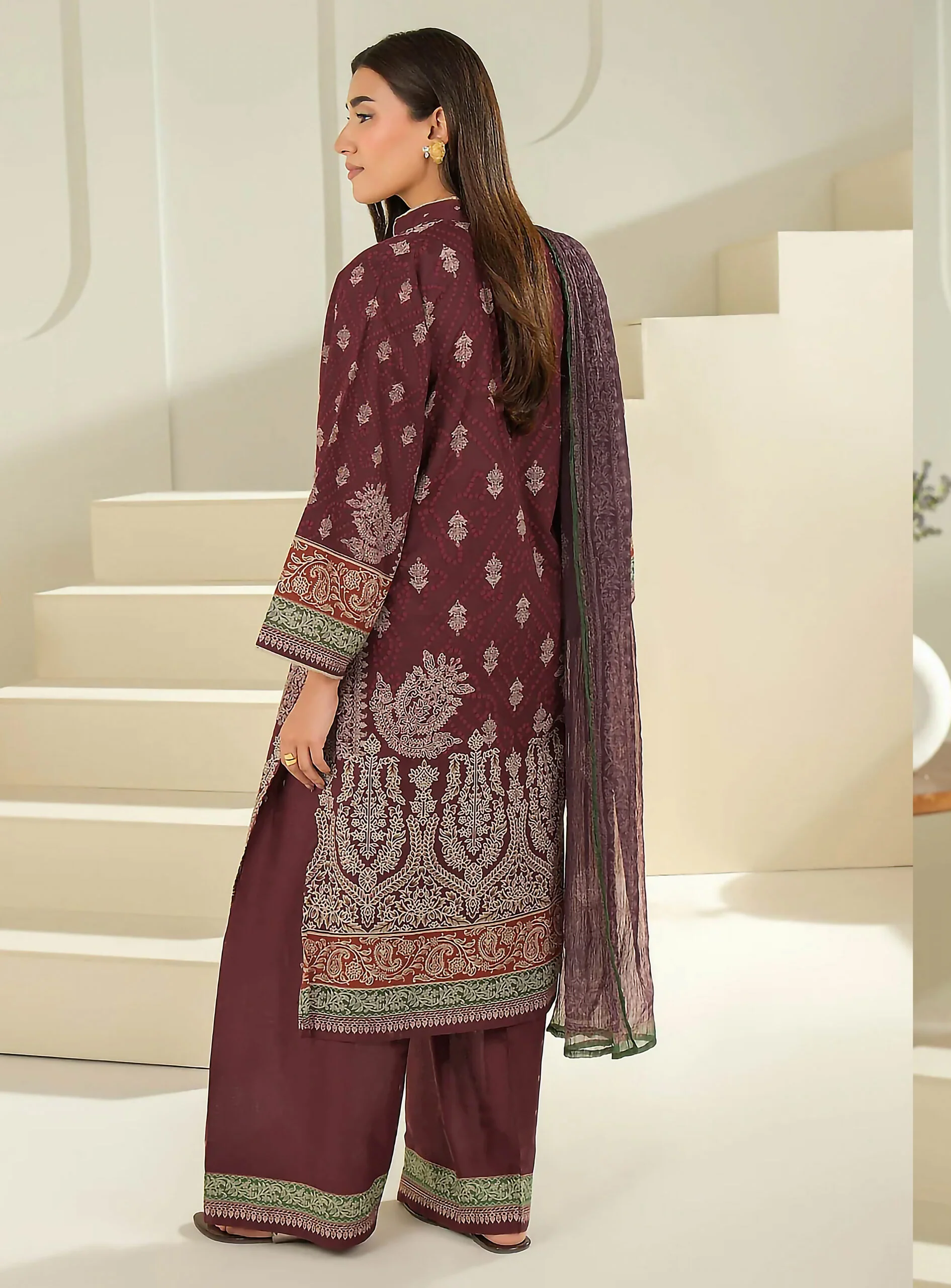 3 Piece Cambric Suit-Printed (Unstitched) - Image 2