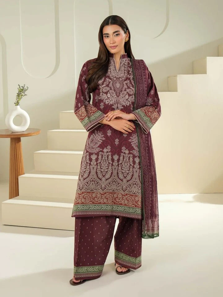 3 Piece Cambric Suit-Printed (Unstitched) - Image 4