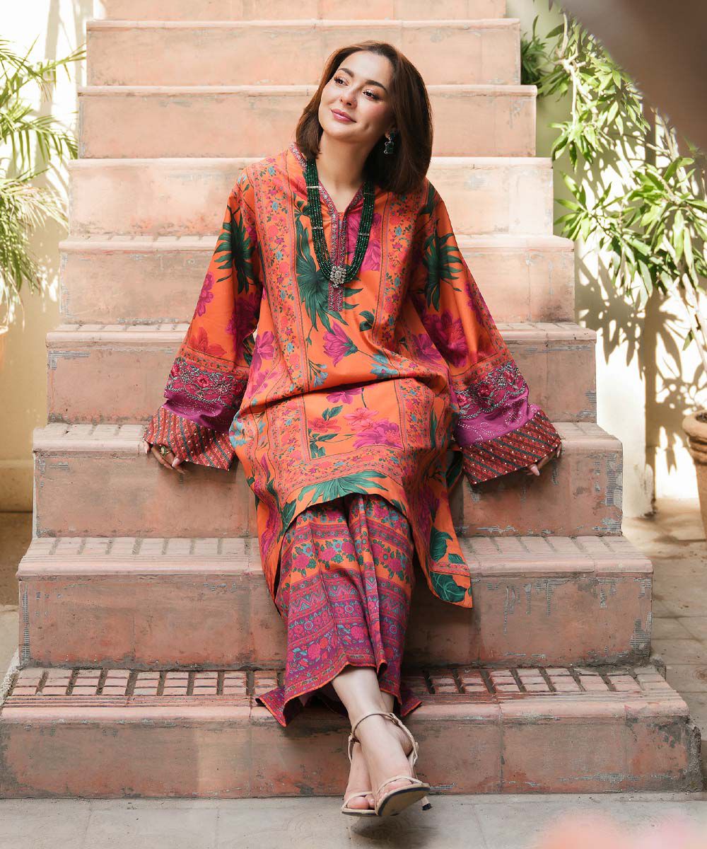 2 Piece Embroidered Silk Suit - Image 5