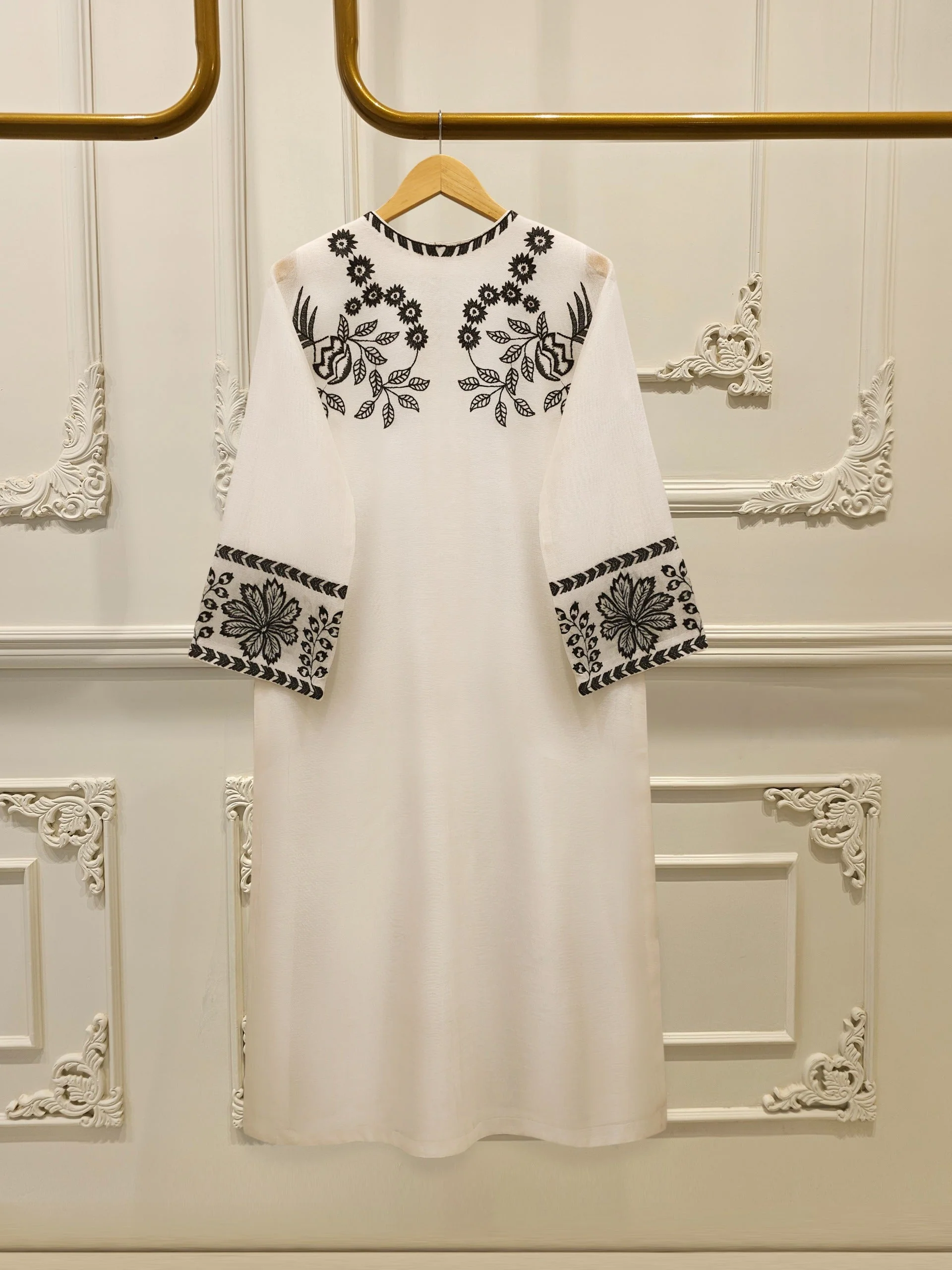 2 Piece - Pure Embroidered Cotton Net Suit - Image 2