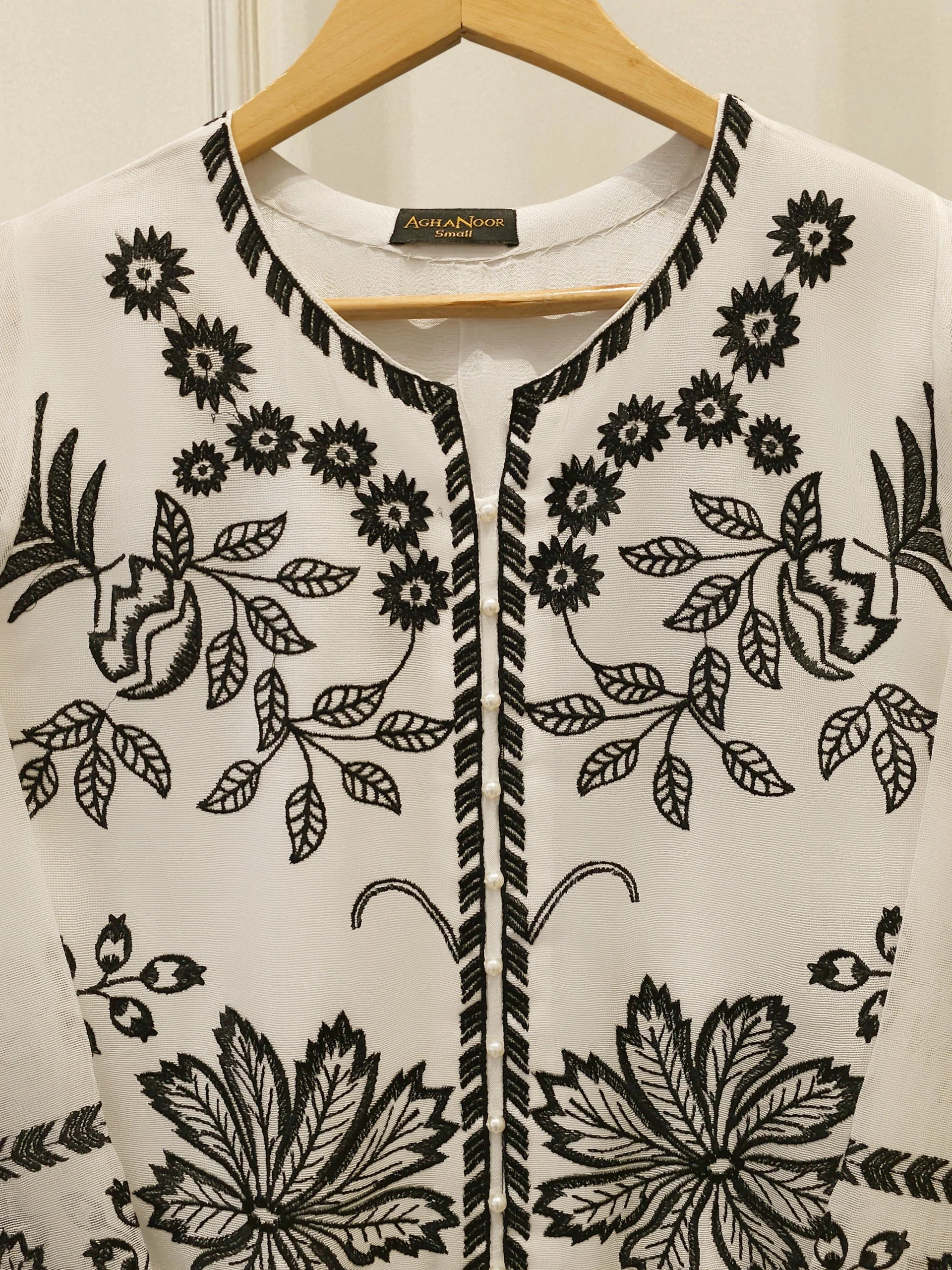 2 Piece - Pure Embroidered Cotton Net Suit - Image 3