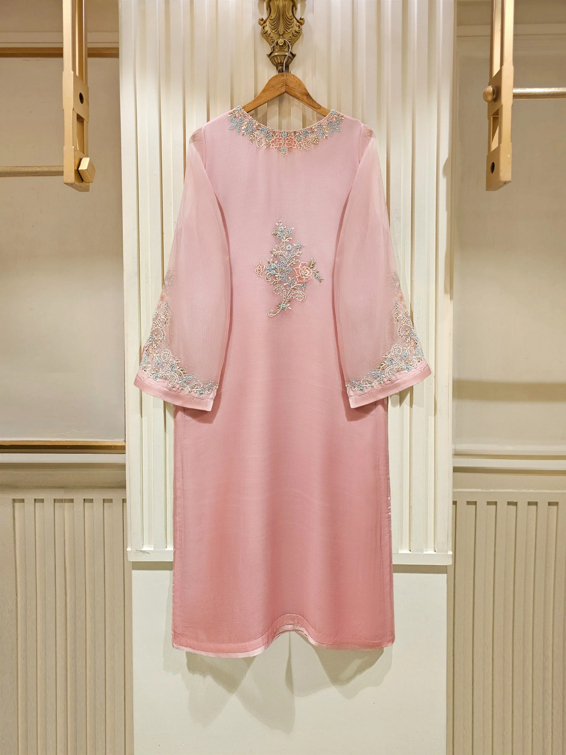 2 Piece - Pure Chiffon Embroidered Suit - Image 2