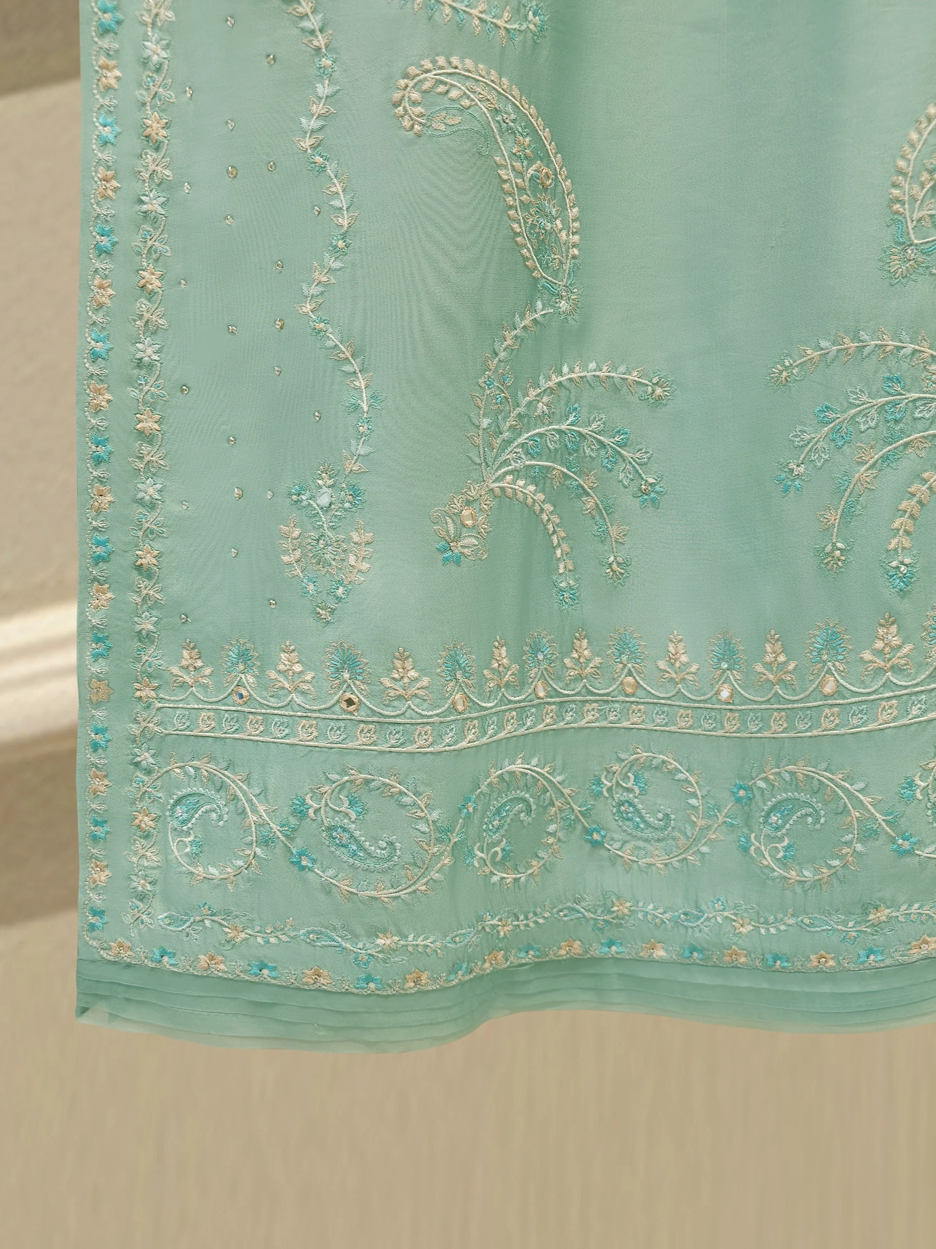 2 Piece- Pure Embroidered Sheesha Silk Suit - Image 7