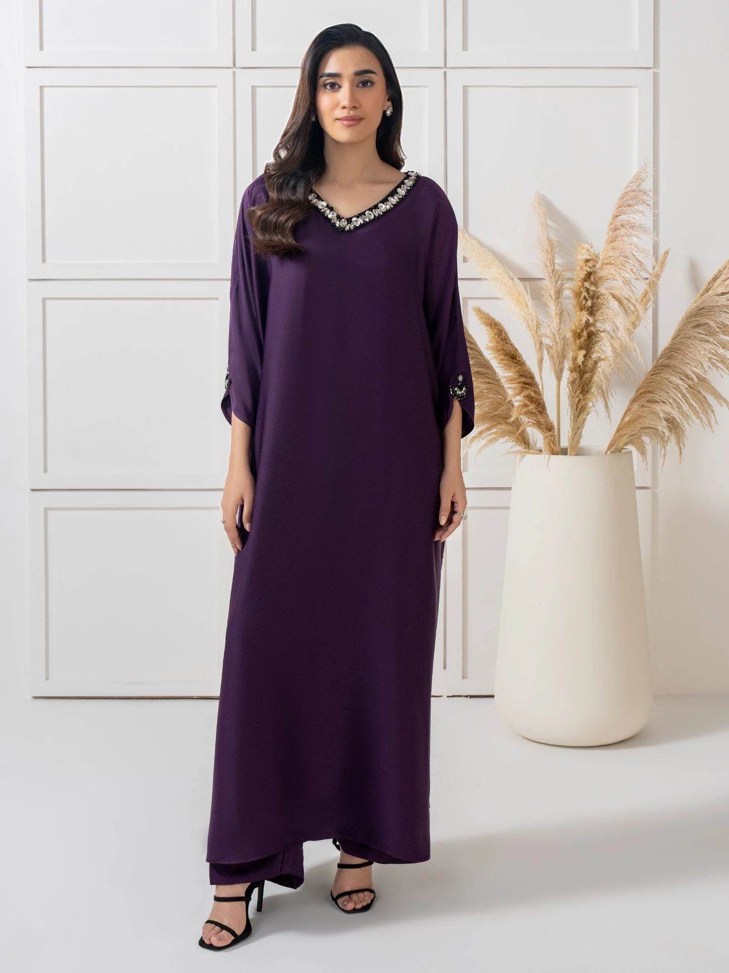 2 Piece Silk Suit-Embellished (Pret)