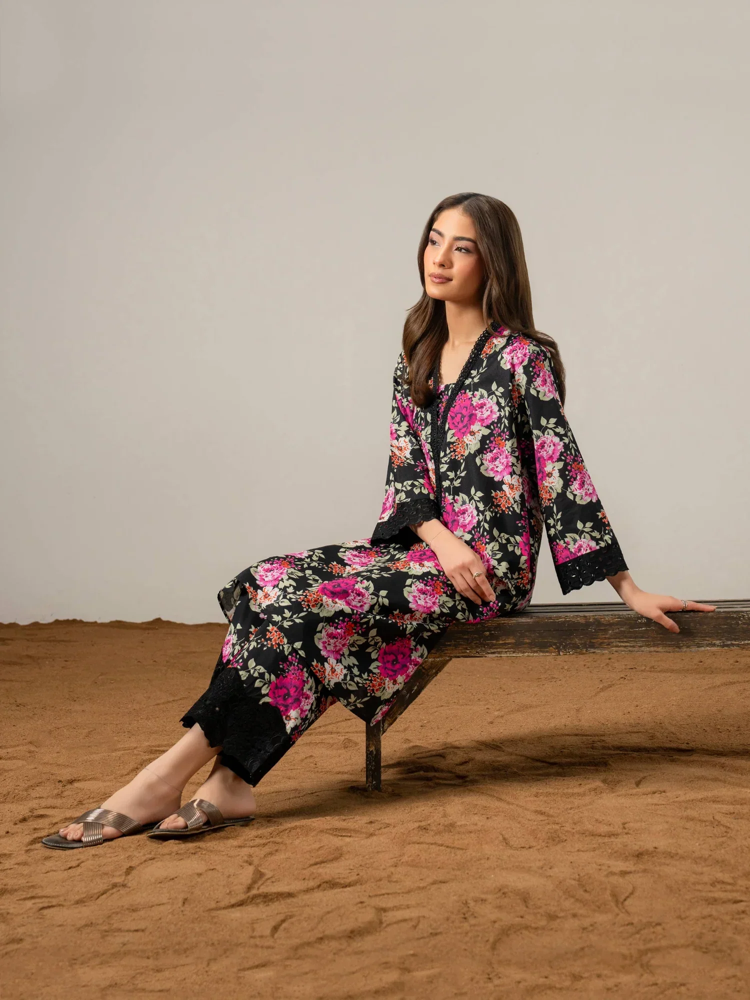 2 Piece Cambric Suit-Printed (Pret) - Image 6