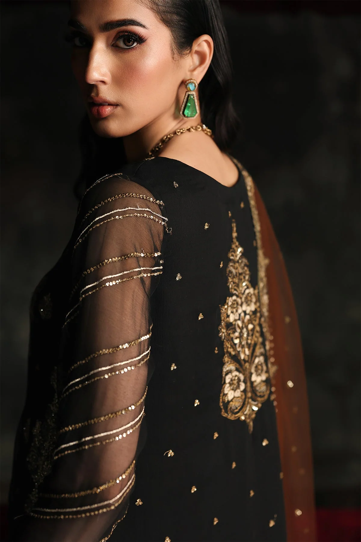 3 Pc Embroidered Dyed Chiffon - Image 2