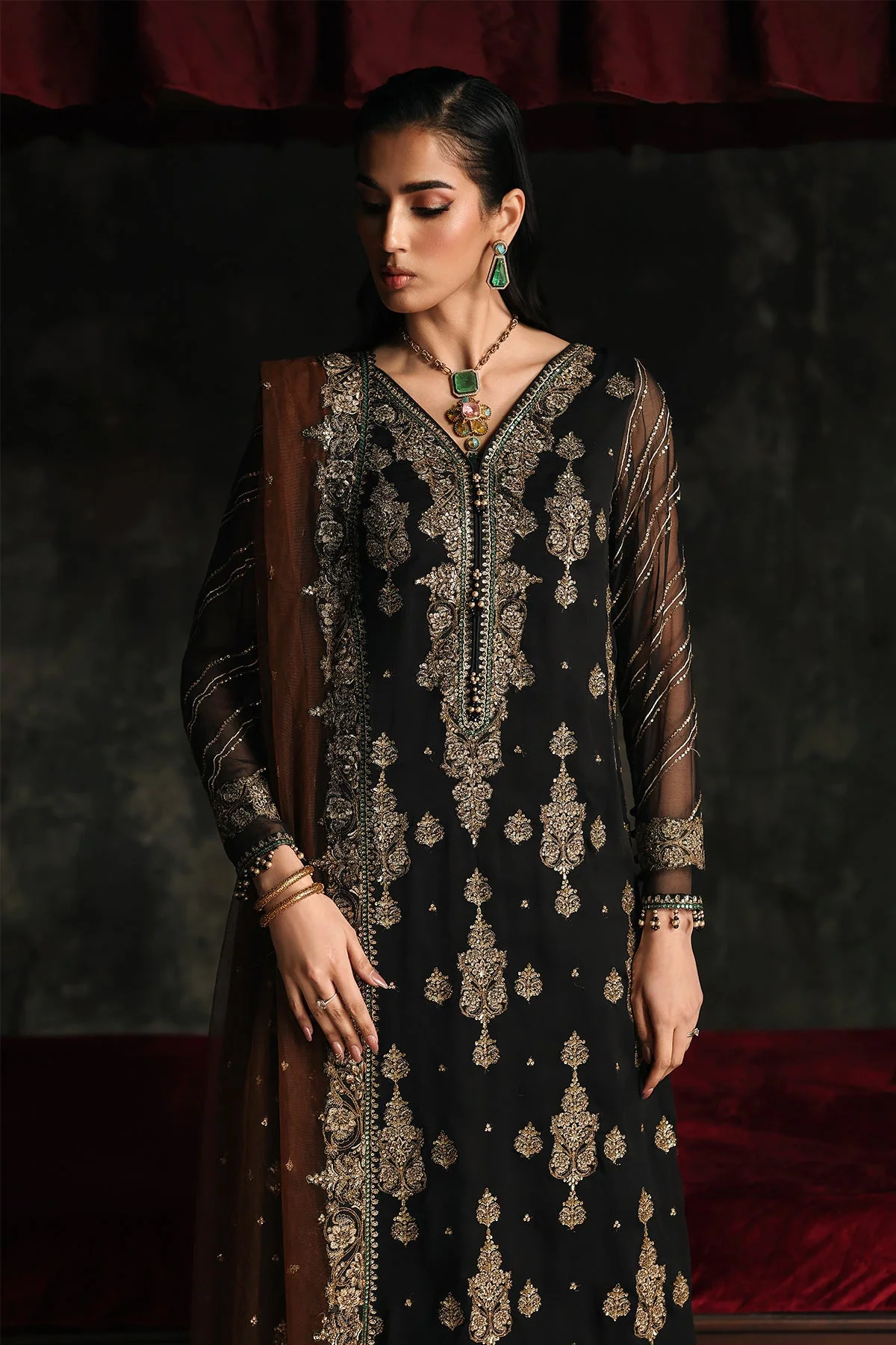 3 Pc Embroidered Dyed Chiffon - Image 3