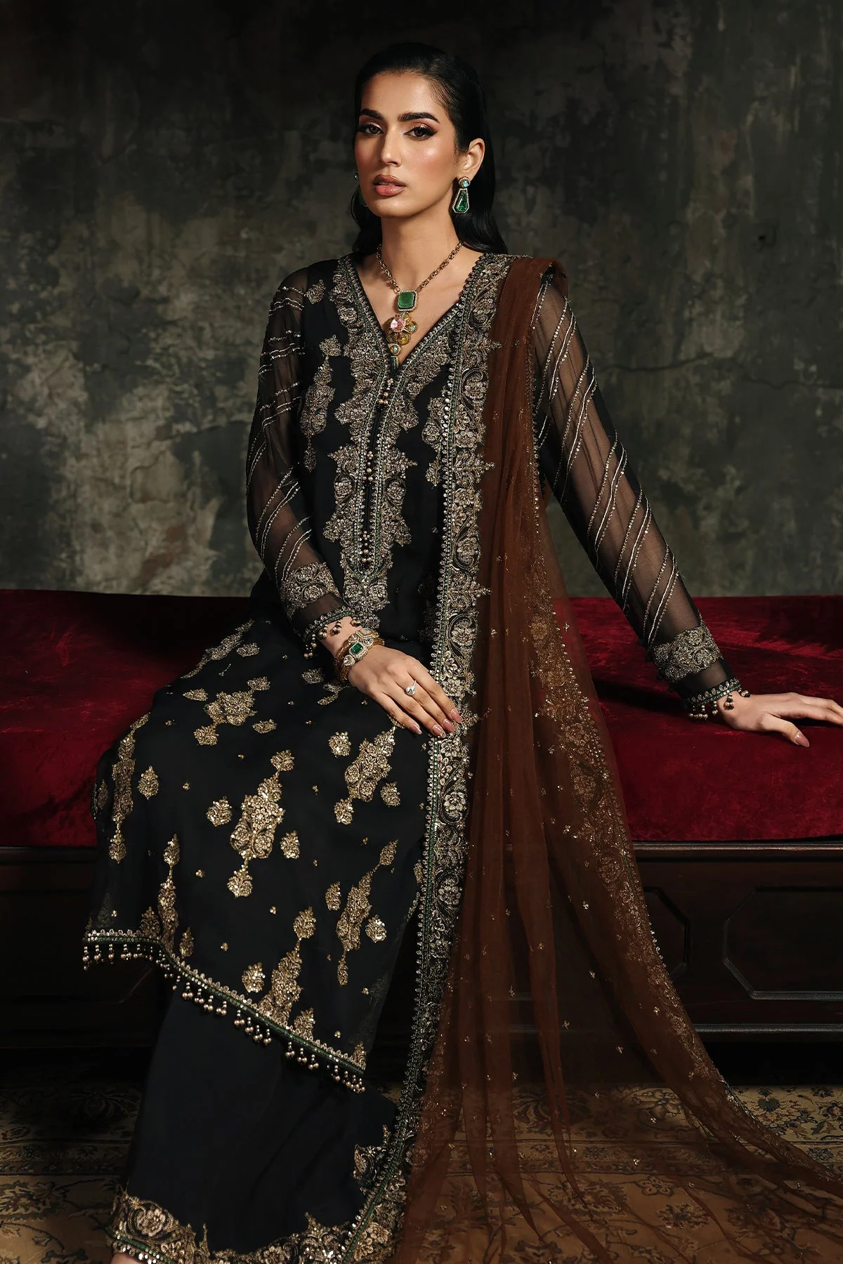 3 Pc Embroidered Dyed Chiffon - Image 4