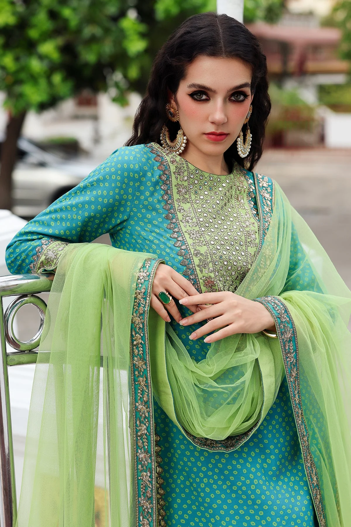 3-PC Embroidered Raw-Silk Suit - Image 4