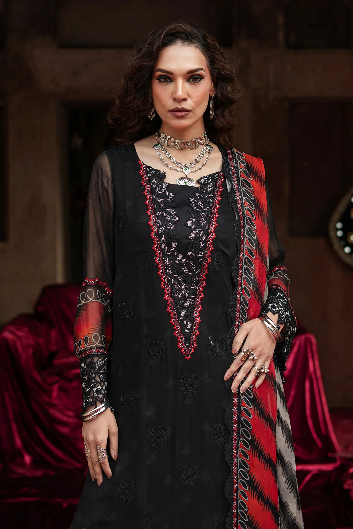 3-pc Unstitched Embroidered Printed Chiffon Collection - Image 3