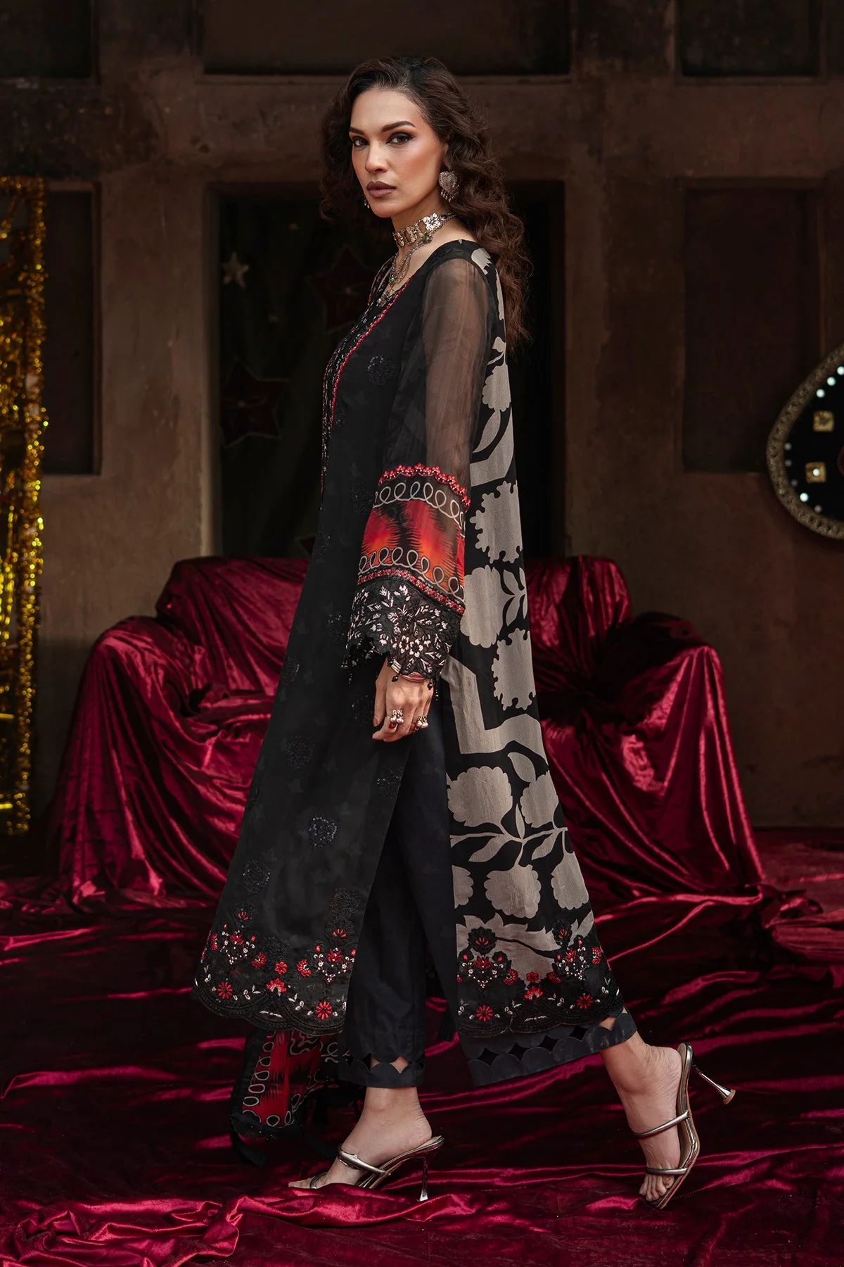 3-pc Unstitched Embroidered Printed Chiffon Collection - Image 4