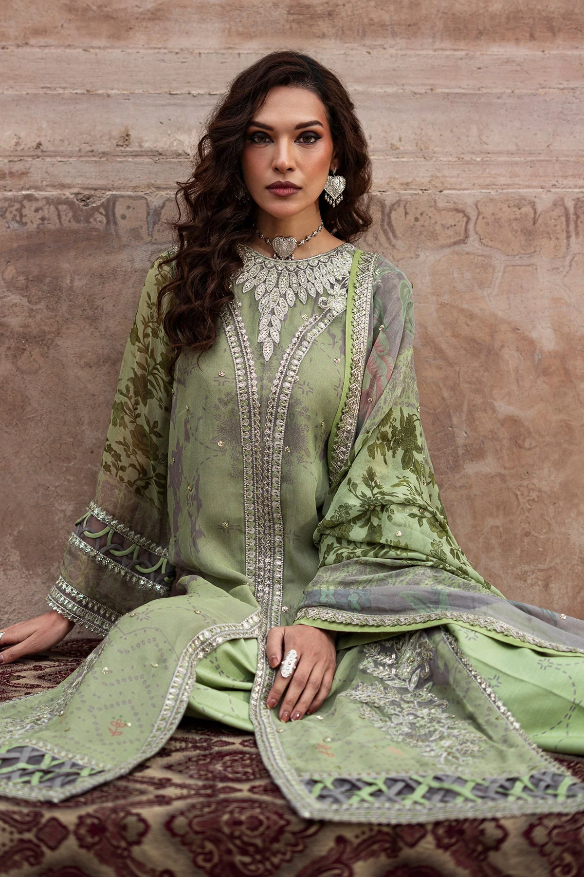 3-pc Unstitched Embroidered Printed Chiffon Collection - Image 4