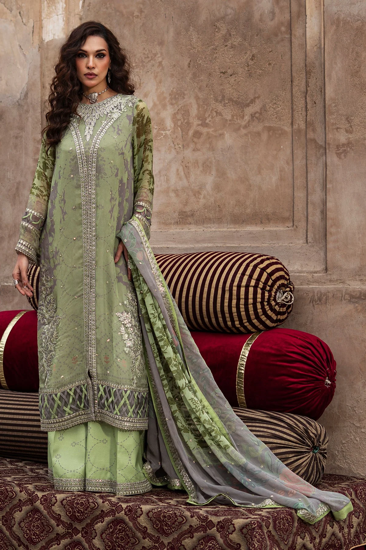 3-pc Unstitched Embroidered Printed Chiffon Collection - Image 5