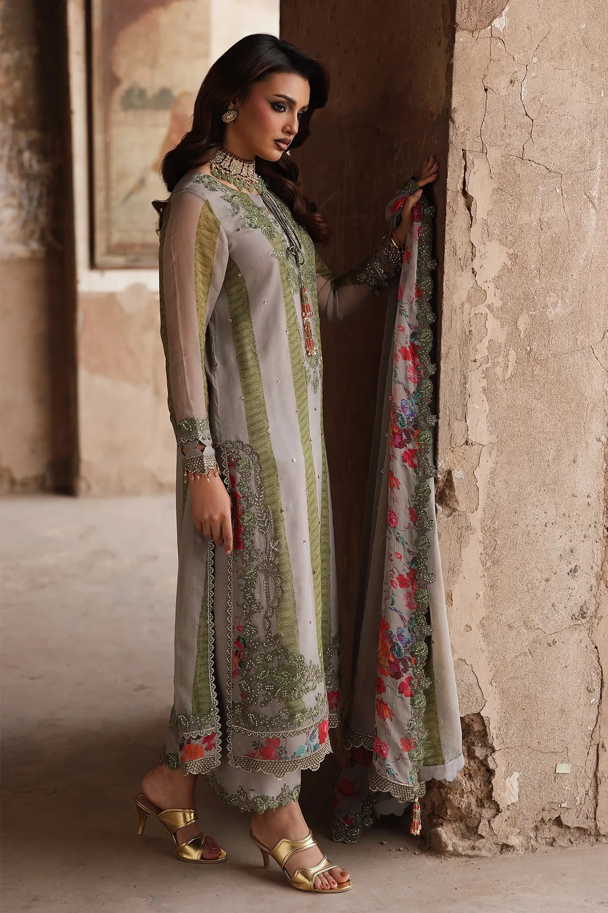 3-pc Unstitched Embroidered Printed Chiffon Collection - Image 4