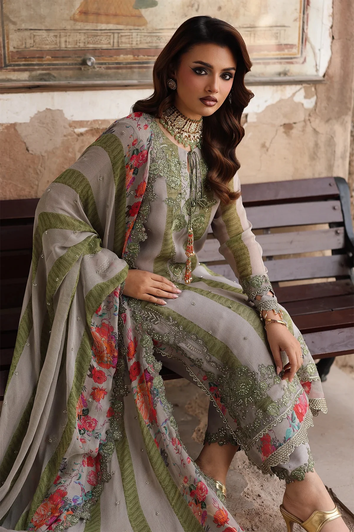 3-pc Unstitched Embroidered Printed Chiffon Collection - Image 5