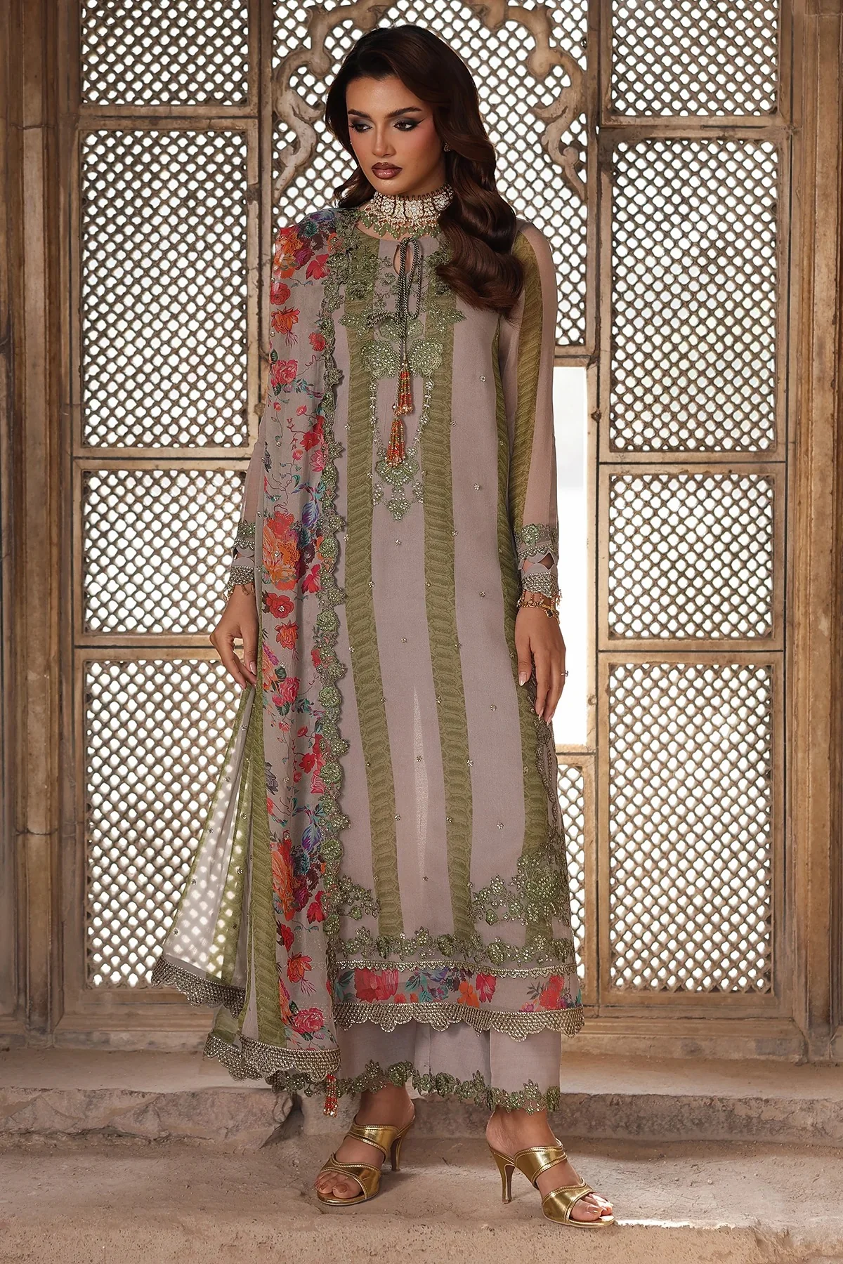 3-pc Unstitched Embroidered Printed Chiffon Collection - Image 7