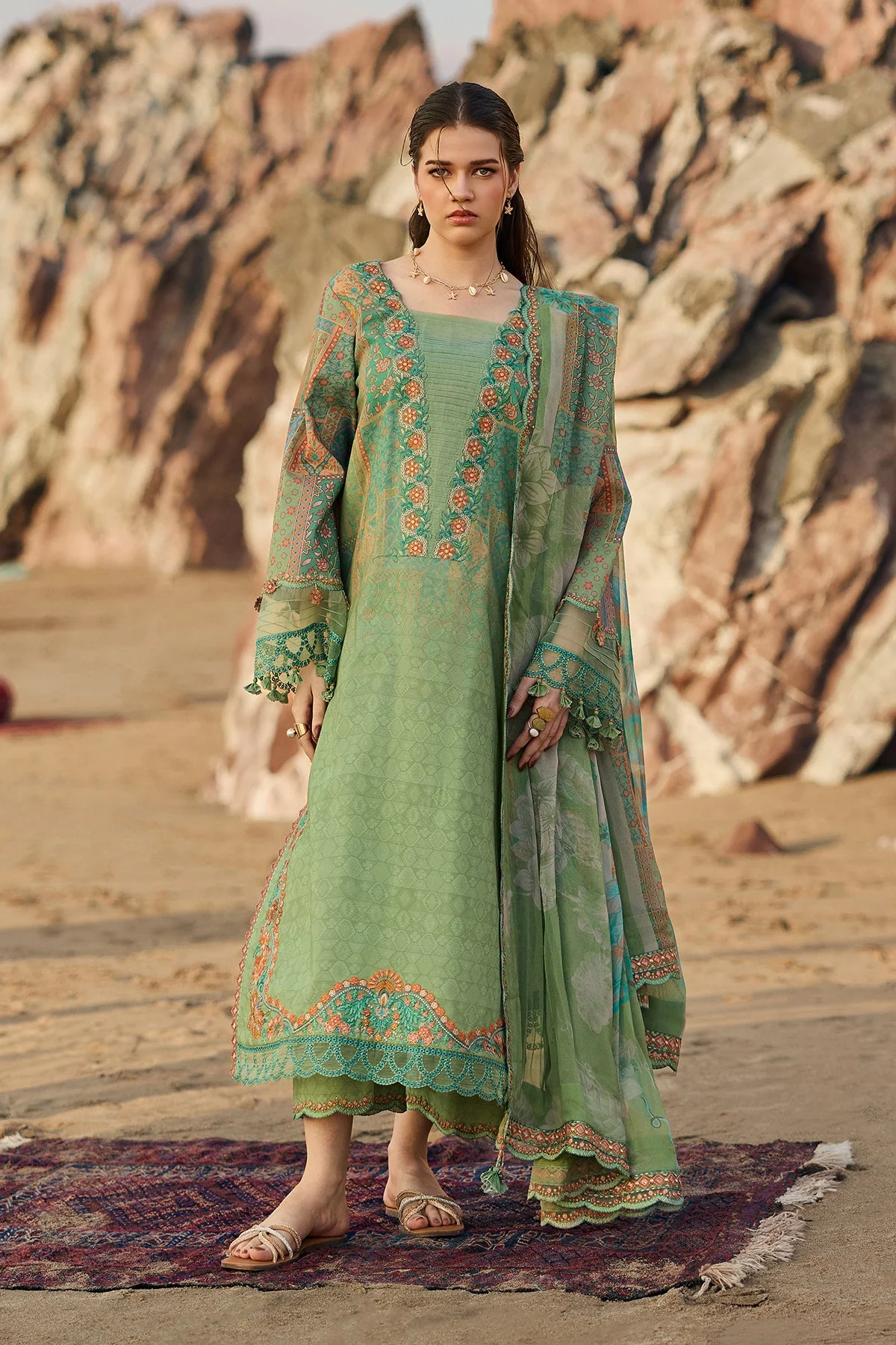 3-PC Unstitched Embroidered Swiss Collection
