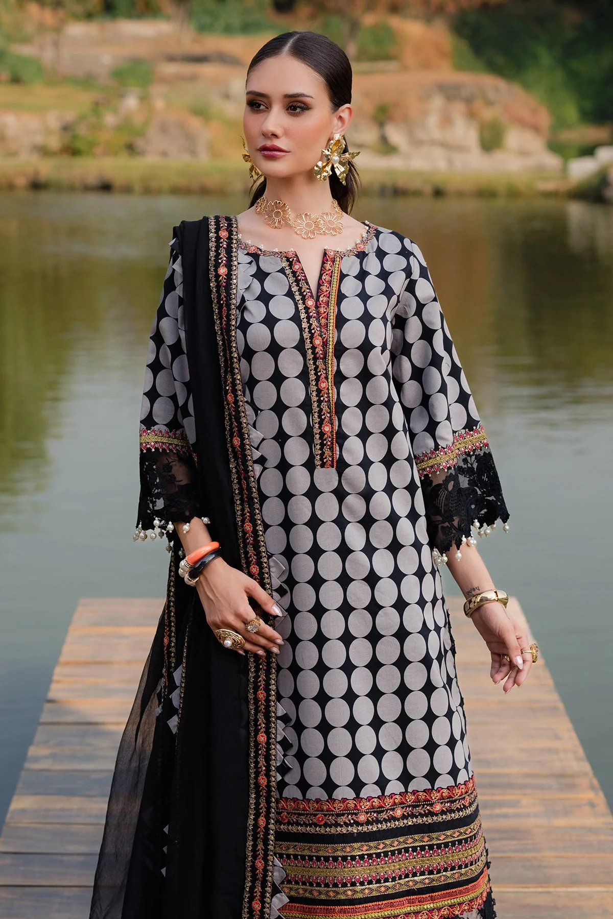 3-PC Unstitched Festive Edit Lawn Collection - Image 3