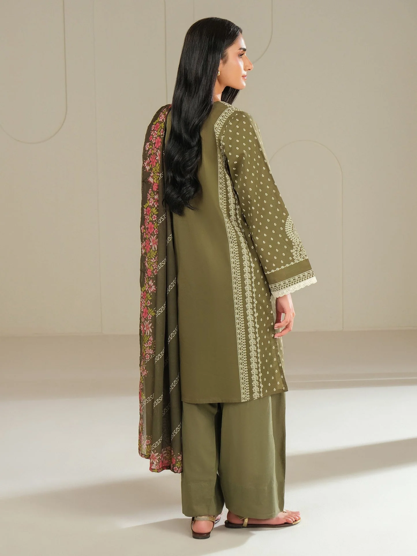 3 Piece Cambric Suit-Paste Print (Unstitched) - Image 2