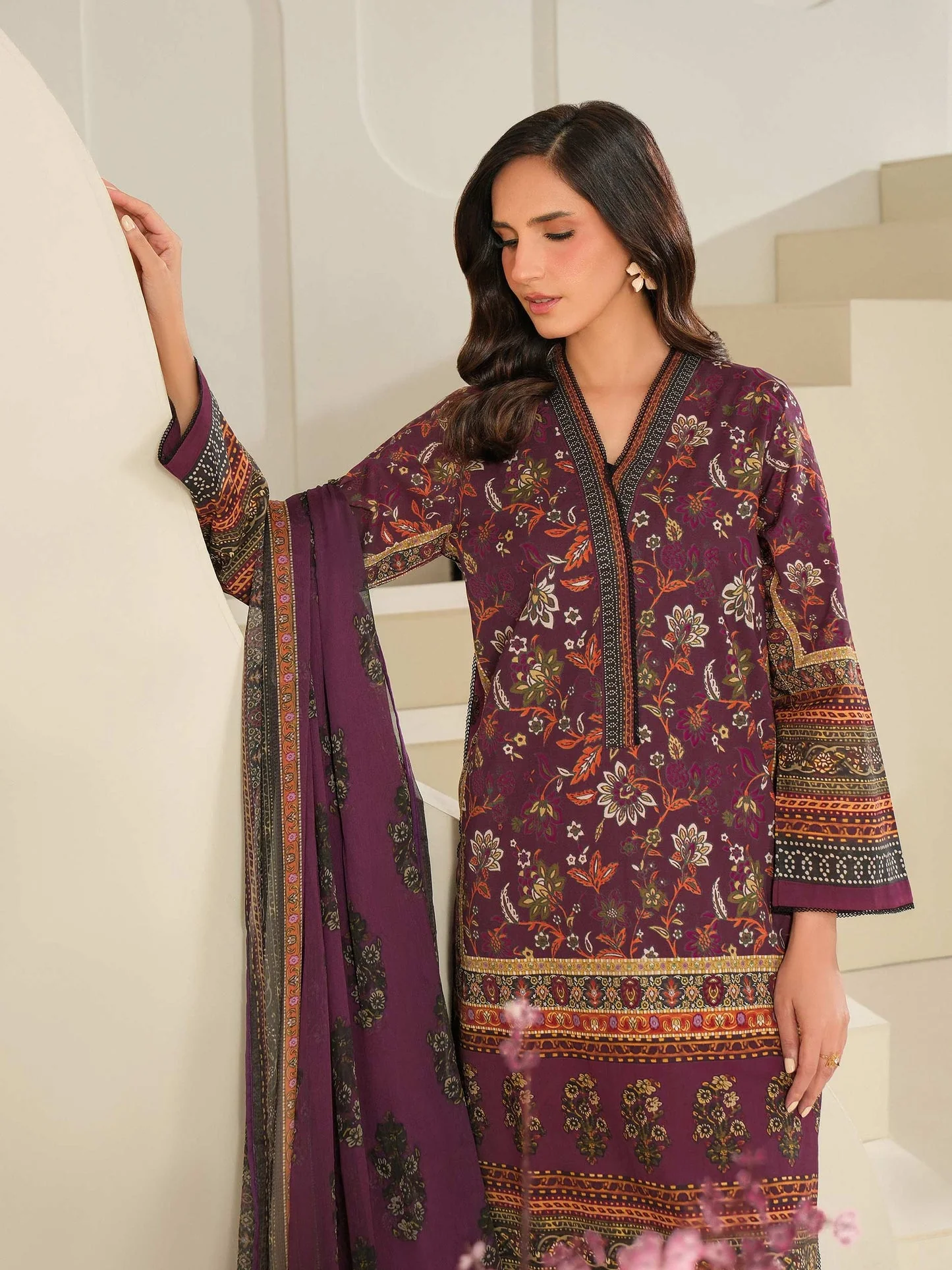 3 Piece Cambric Suit-Printed (Unstitched) - Image 5