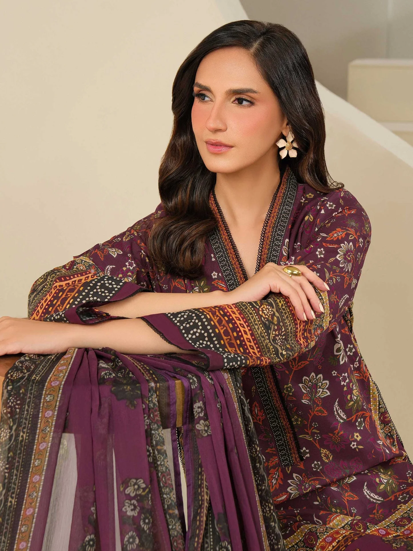 3 Piece Cambric Suit-Printed (Unstitched) - Image 7