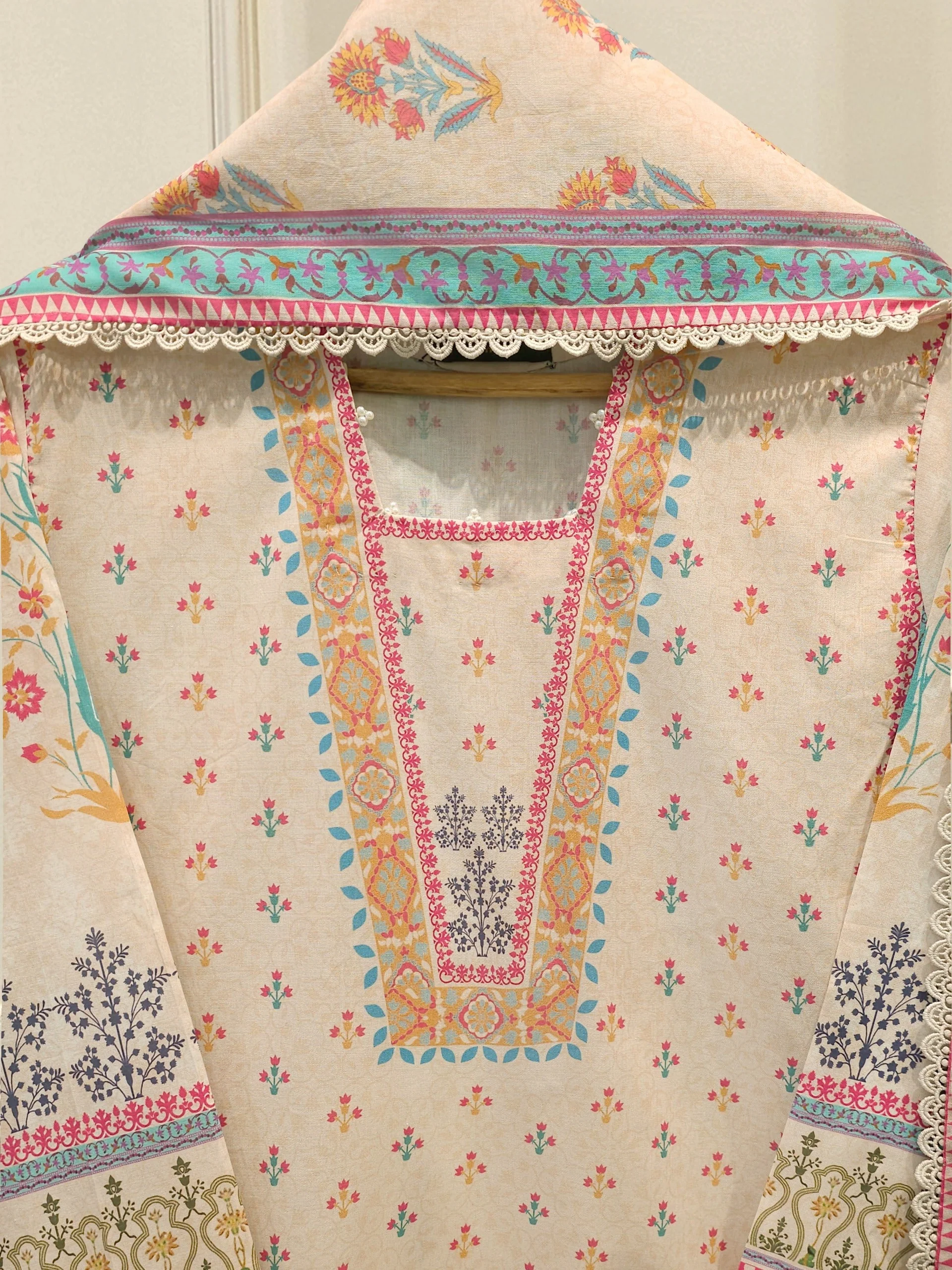 3 Piece - Digital Printed Embroidered Cambric Suit - Image 5
