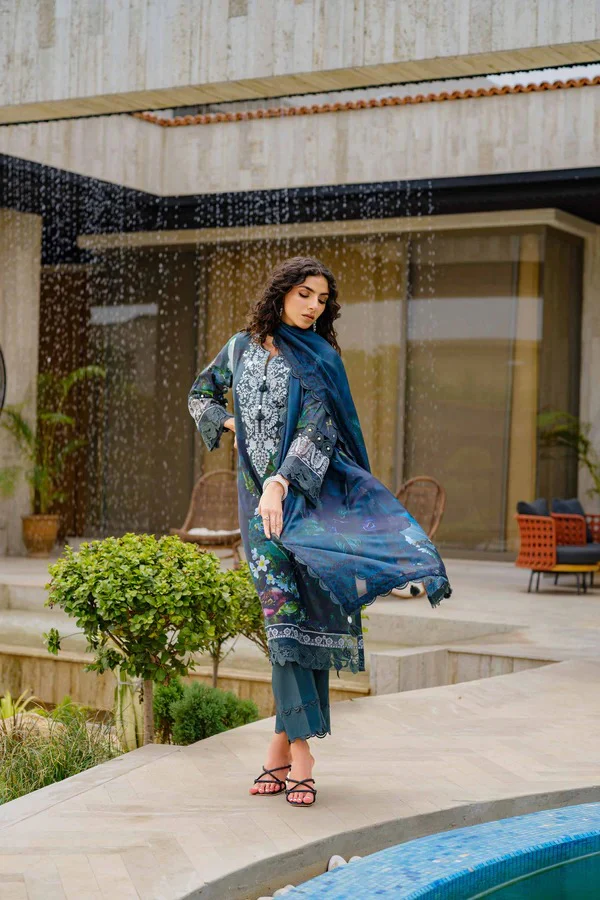 3 Piece - Digital Printed Embroidered Suit - Image 7