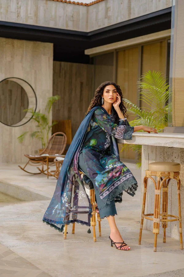 3 Piece - Digital Printed Embroidered Suit - Image 9