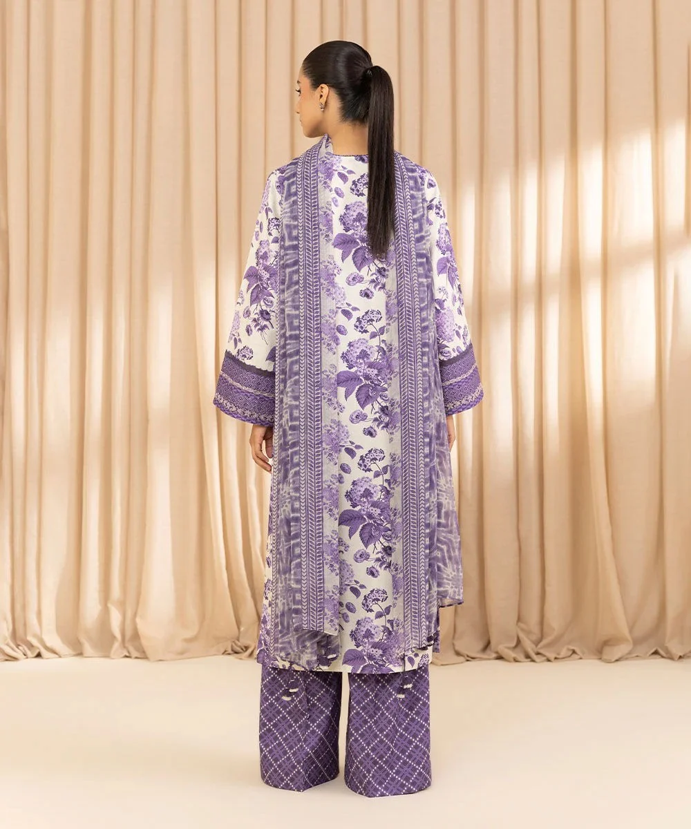 3 Piece - Embroidered Cotton Jacquard Suit - Image 2