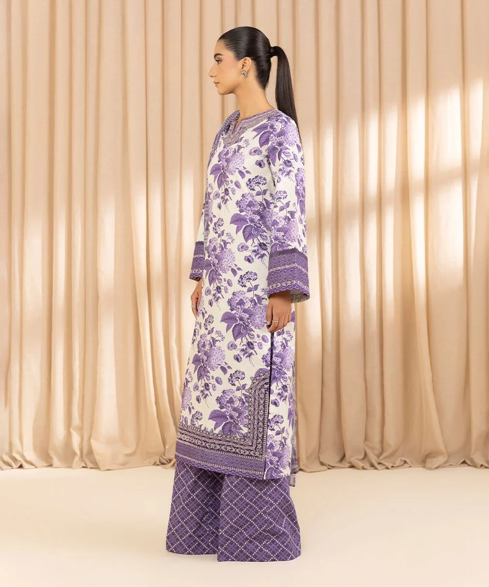 3 Piece - Embroidered Cotton Jacquard Suit - Image 4