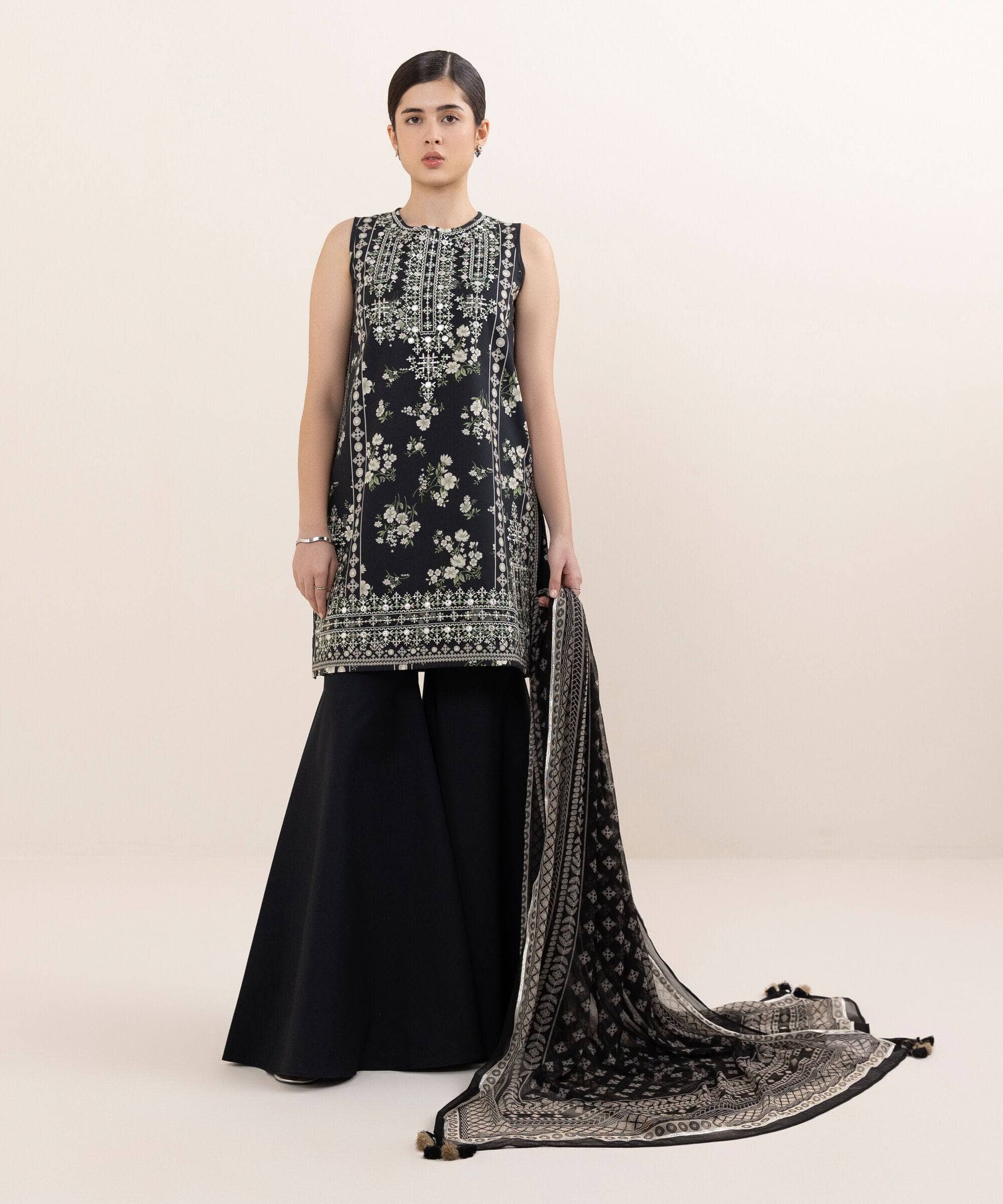 3 piece Embroidered cotton suit