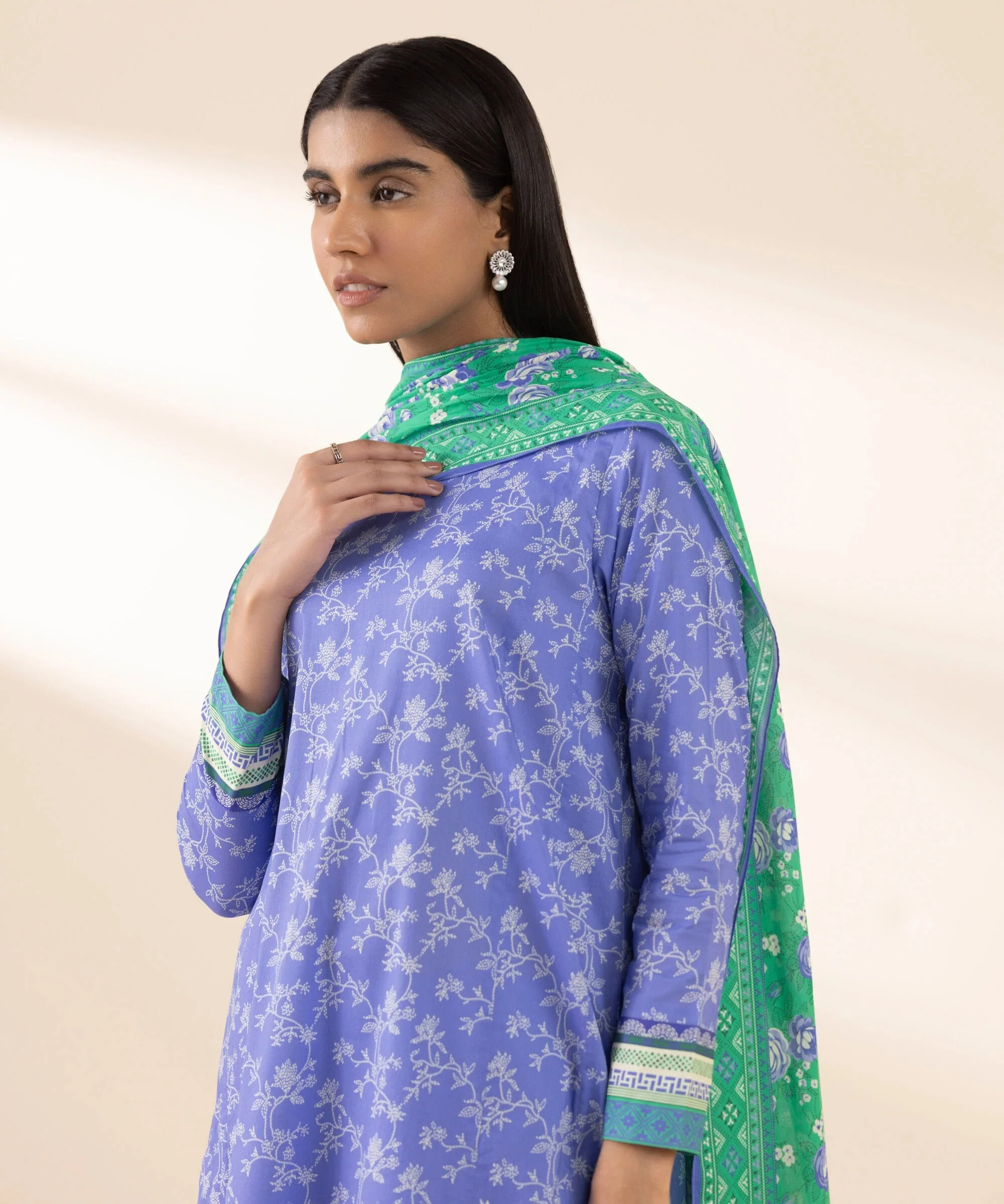 3 PIECE - PRINTED LAWN SUIT - Image 3