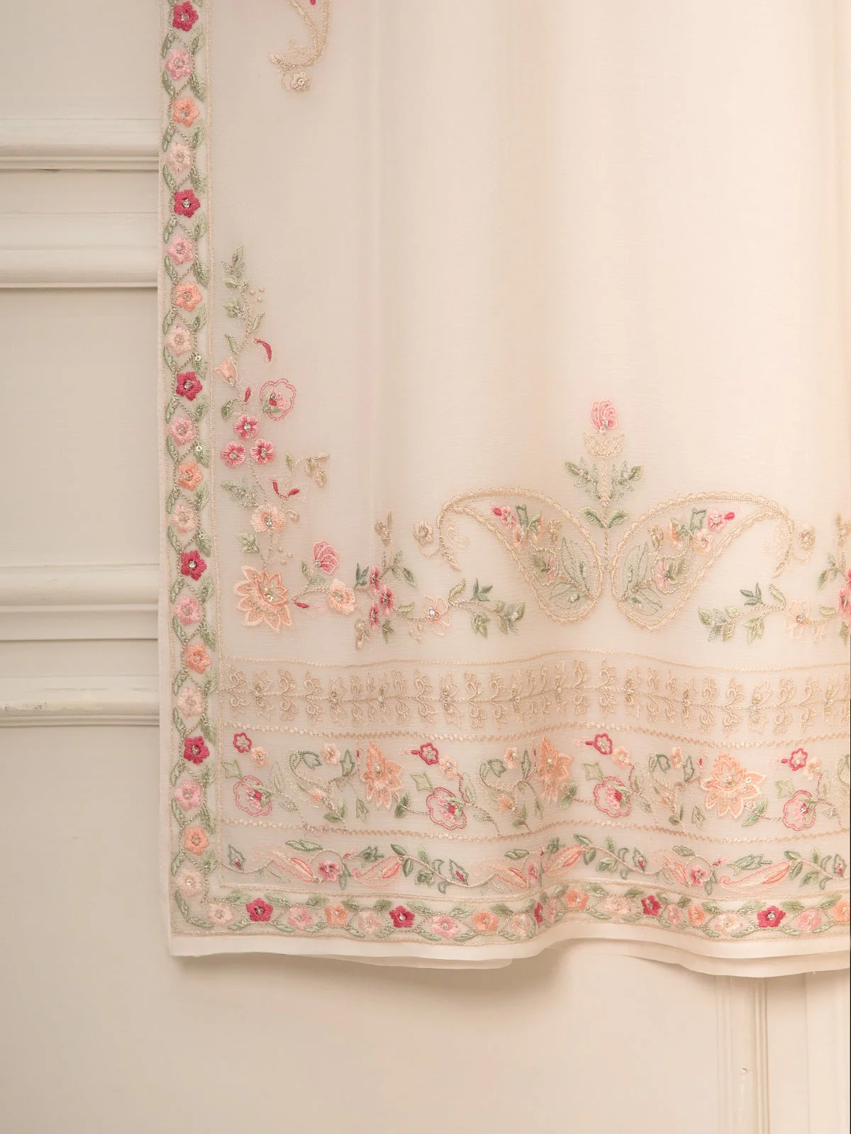3 Piece - Pure Chiffon Embroidered Suit - Image 10