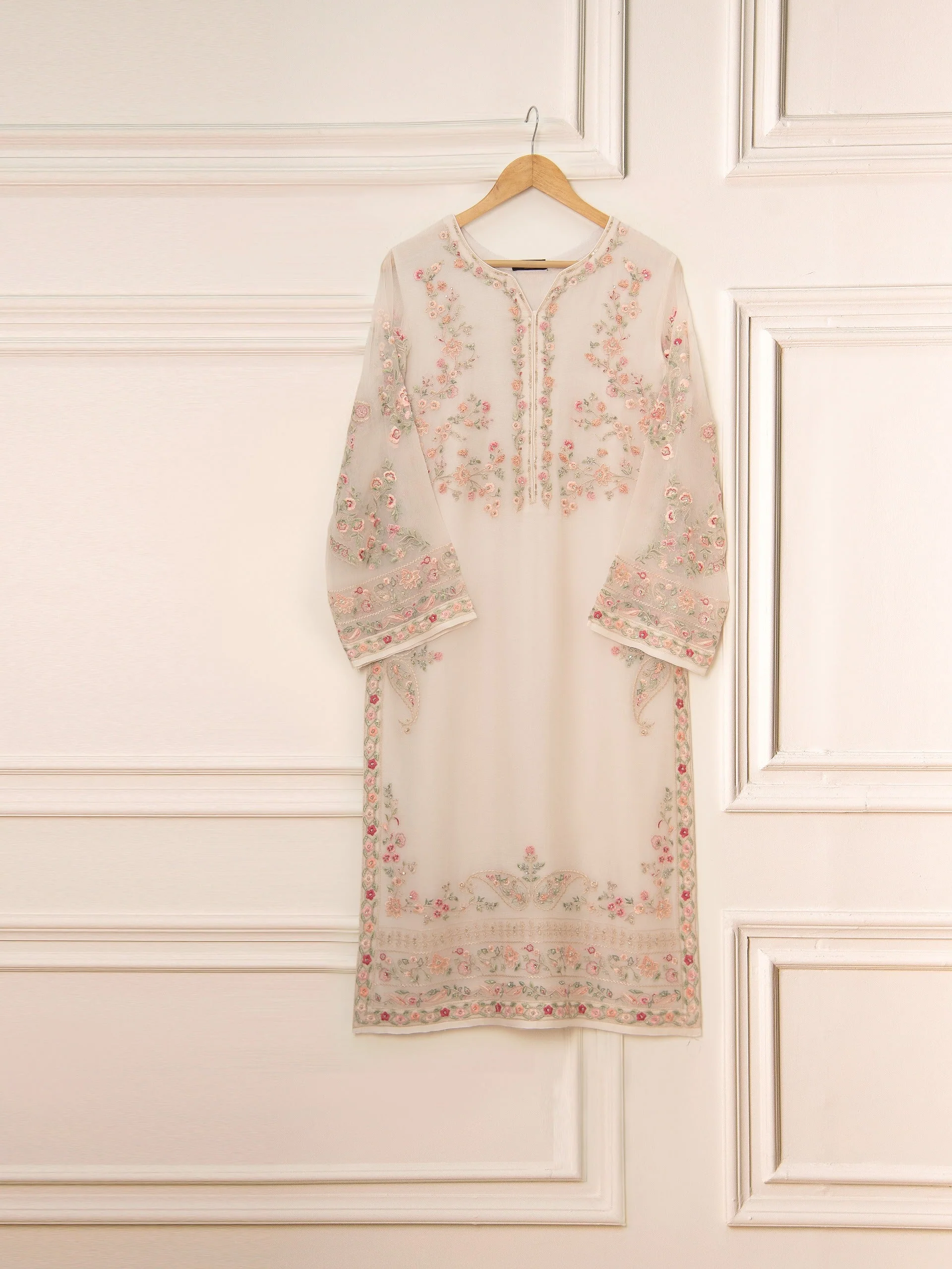 3 Piece - Pure Chiffon Embroidered Suit - Image 2