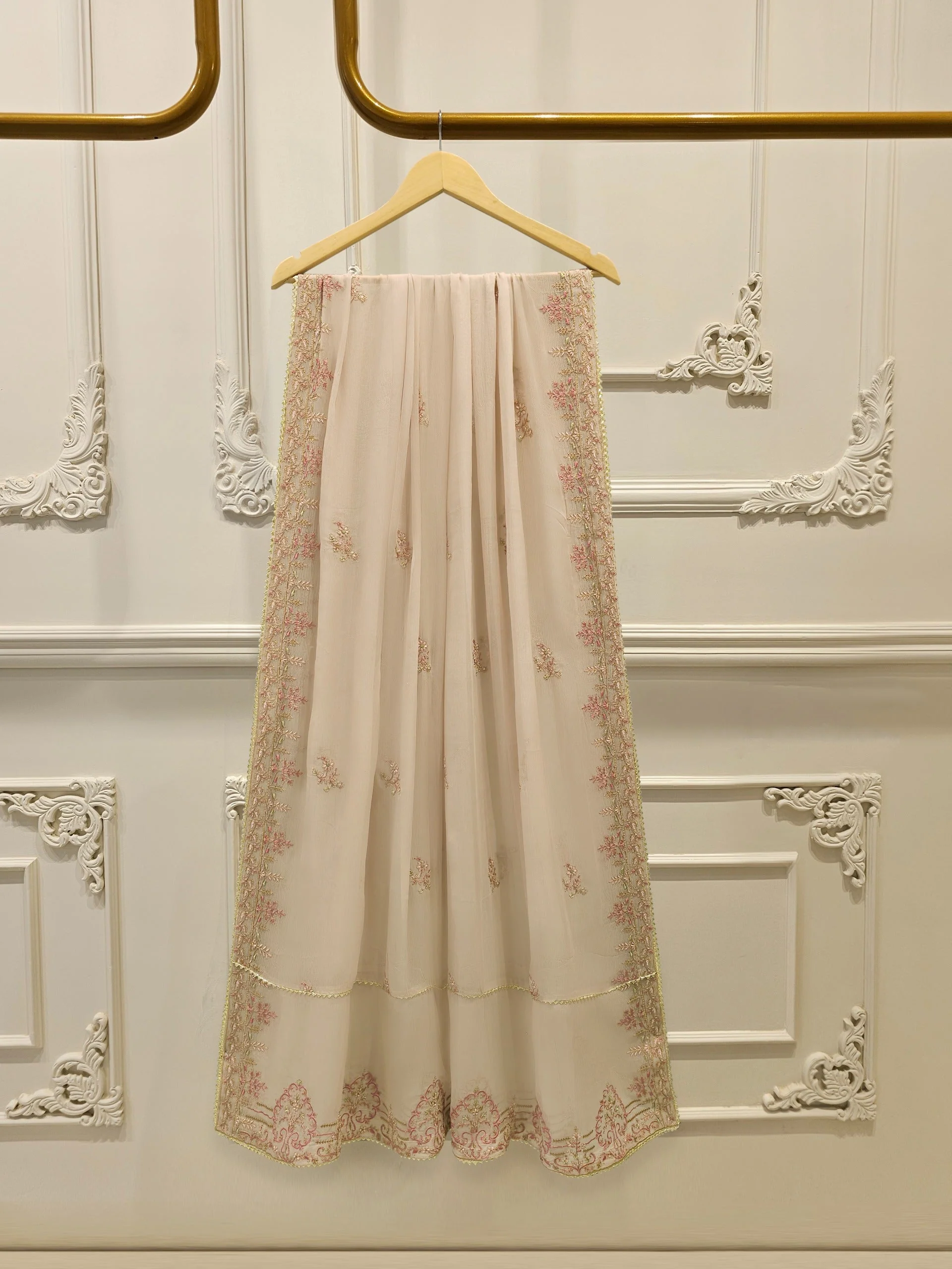 3 Piece - Pure Chiffon Embroidered Suit - Image 3