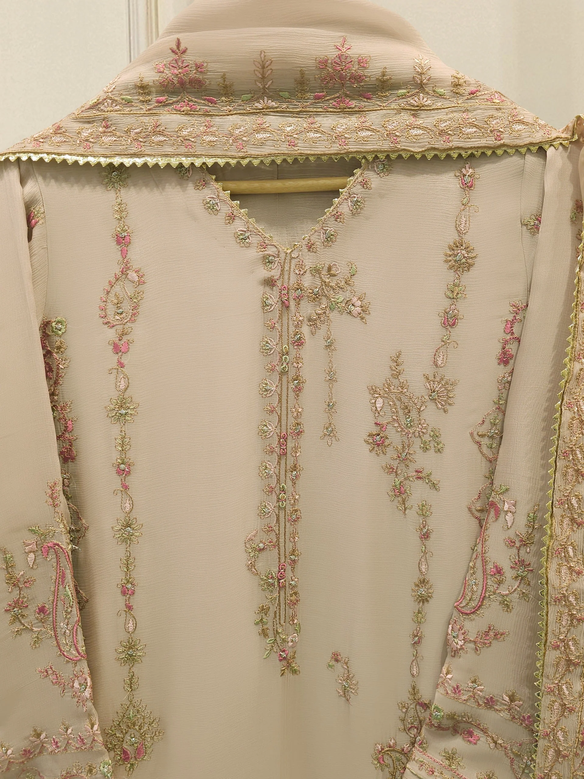 3 Piece - Pure Chiffon Embroidered Suit - Image 5