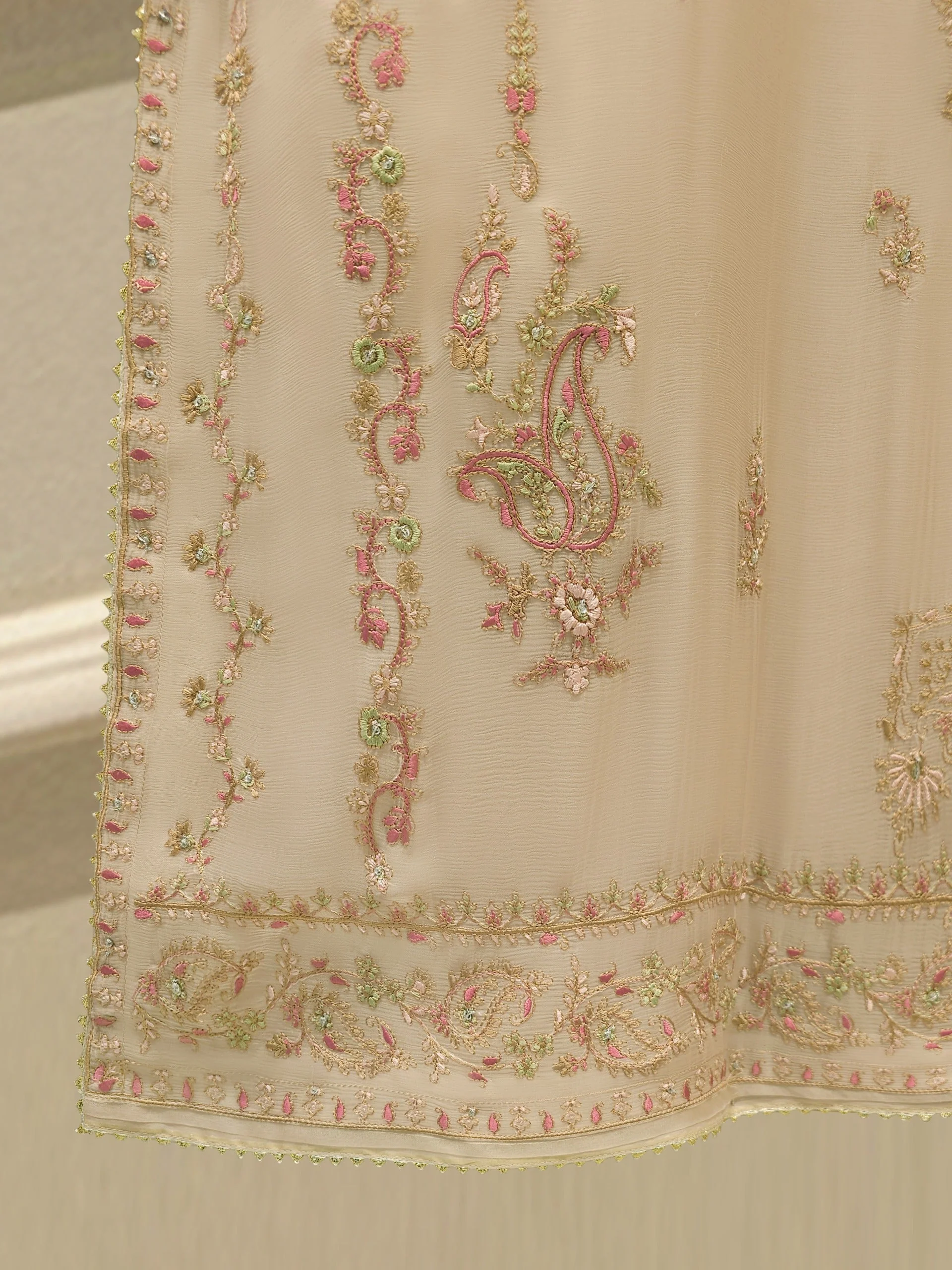 3 Piece - Pure Chiffon Embroidered Suit - Image 6