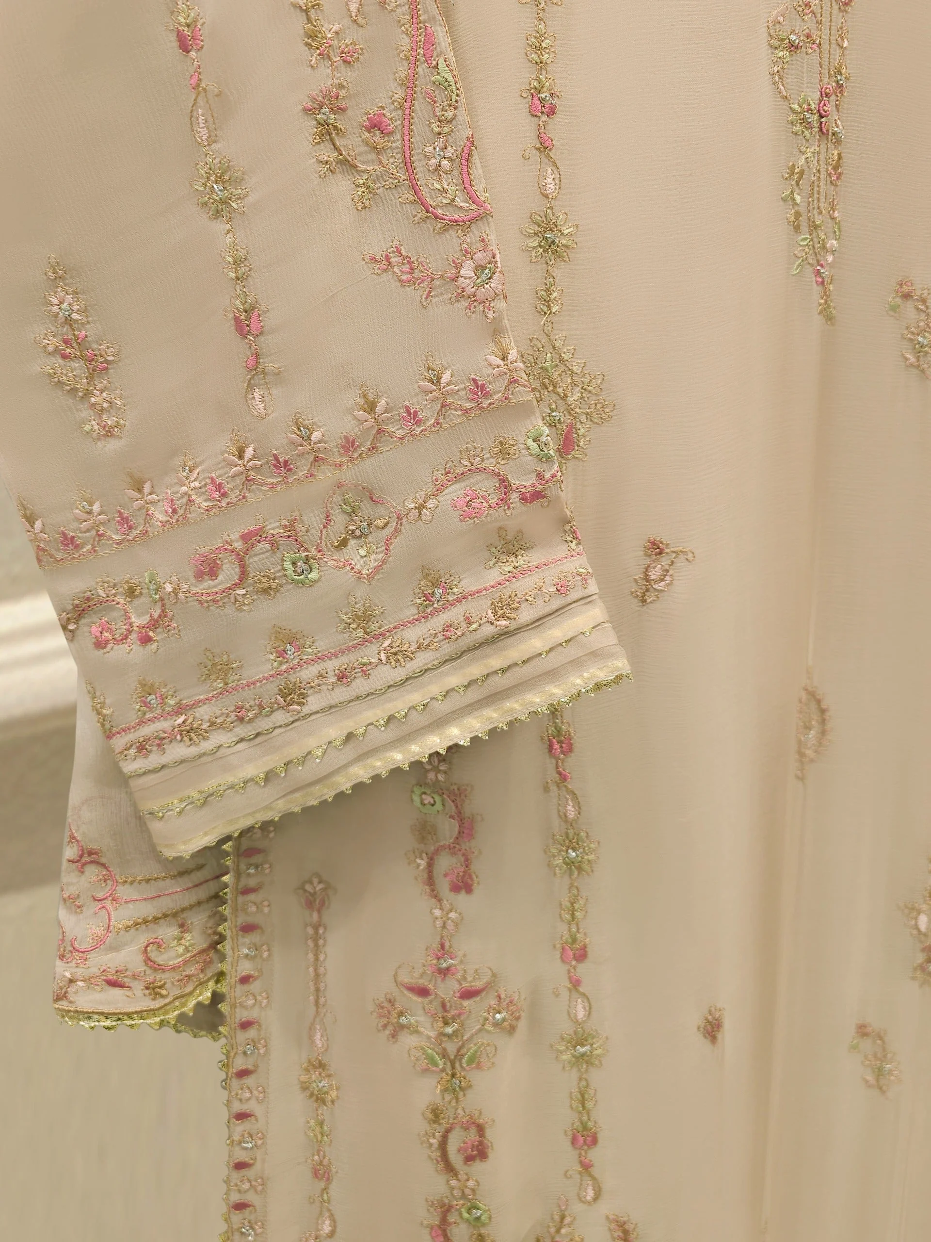3 Piece - Pure Chiffon Embroidered Suit - Image 7