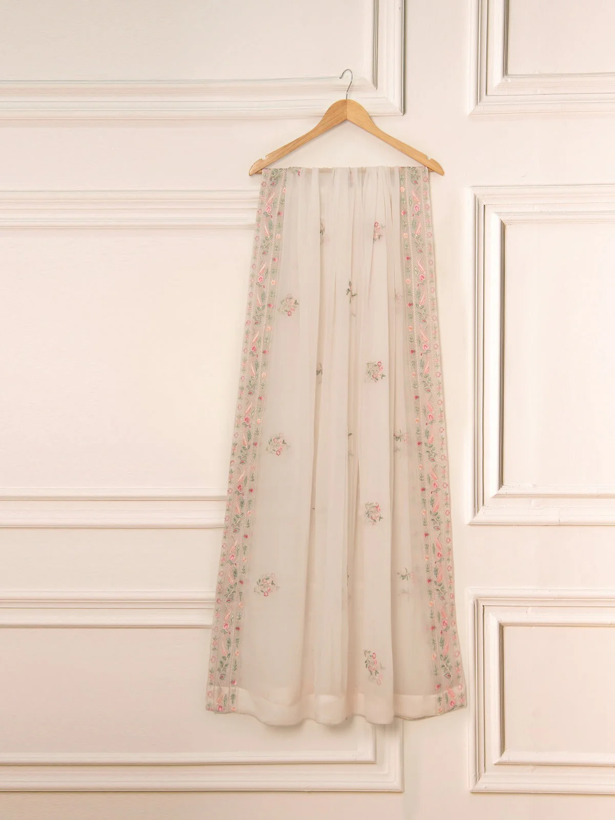 3 Piece - Pure Chiffon Embroidered Suit - Image 5