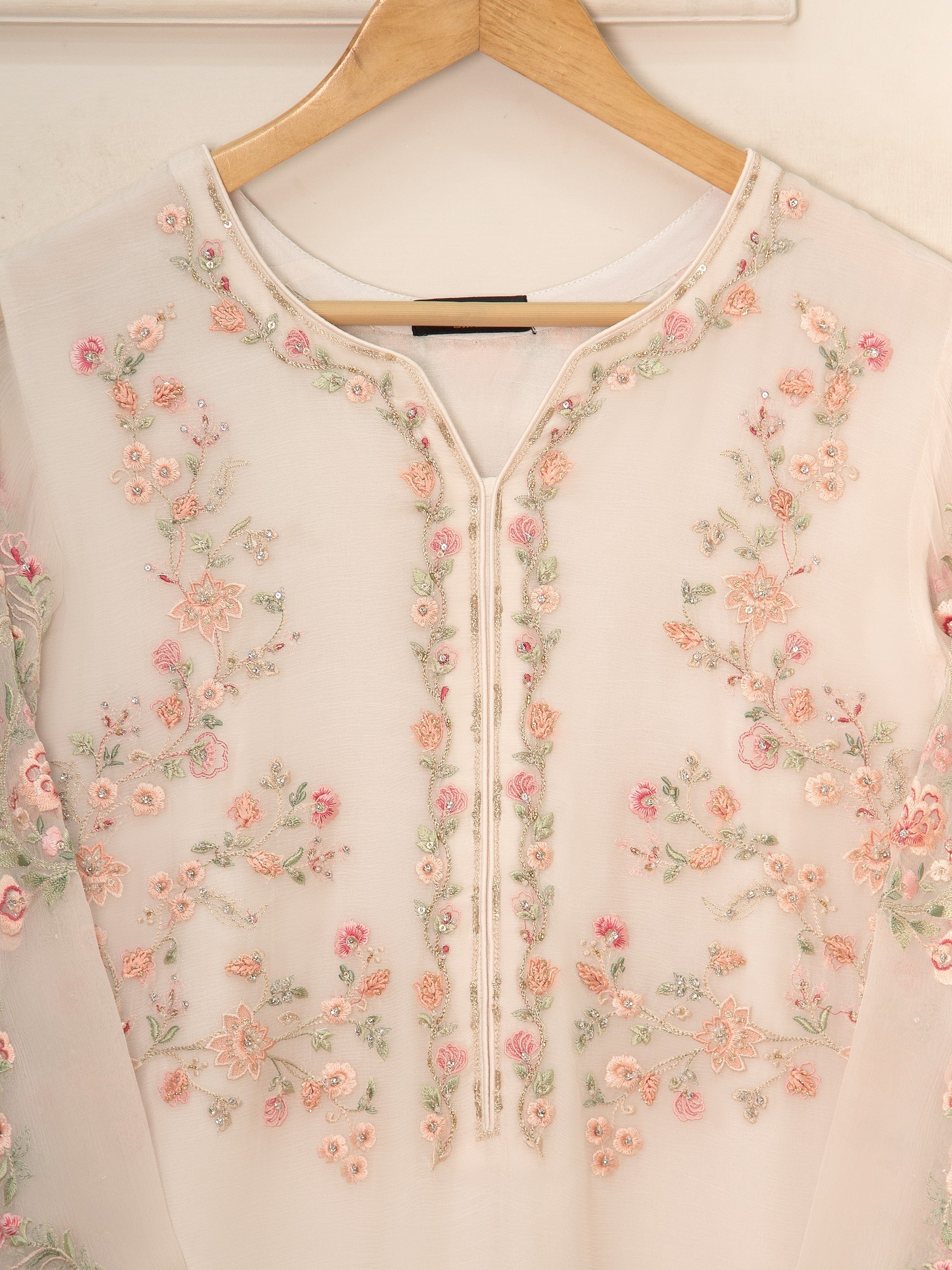 3 Piece - Pure Chiffon Embroidered Suit - Image 6