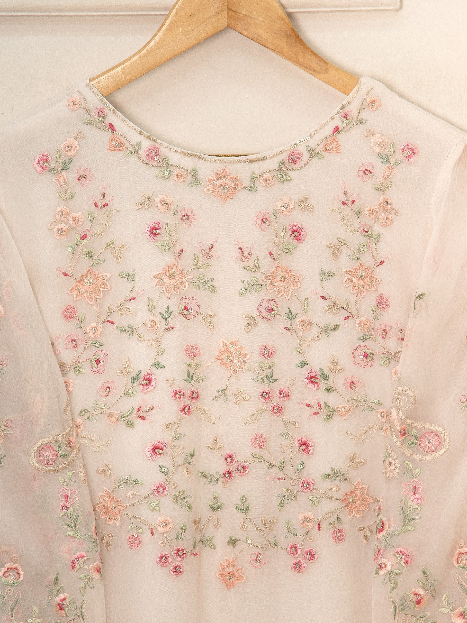 3 Piece - Pure Chiffon Embroidered Suit - Image 7