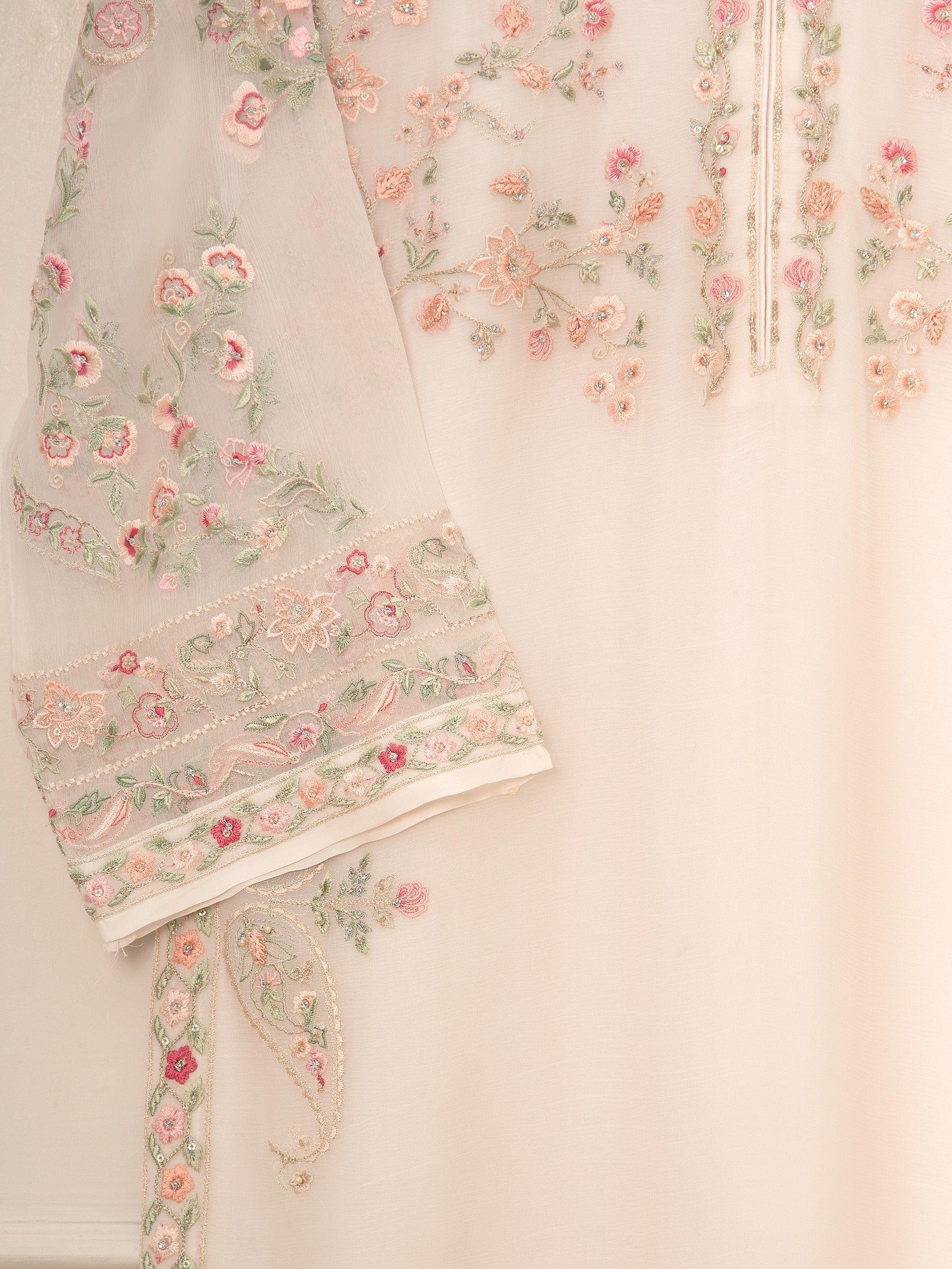 3 Piece - Pure Chiffon Embroidered Suit - Image 8