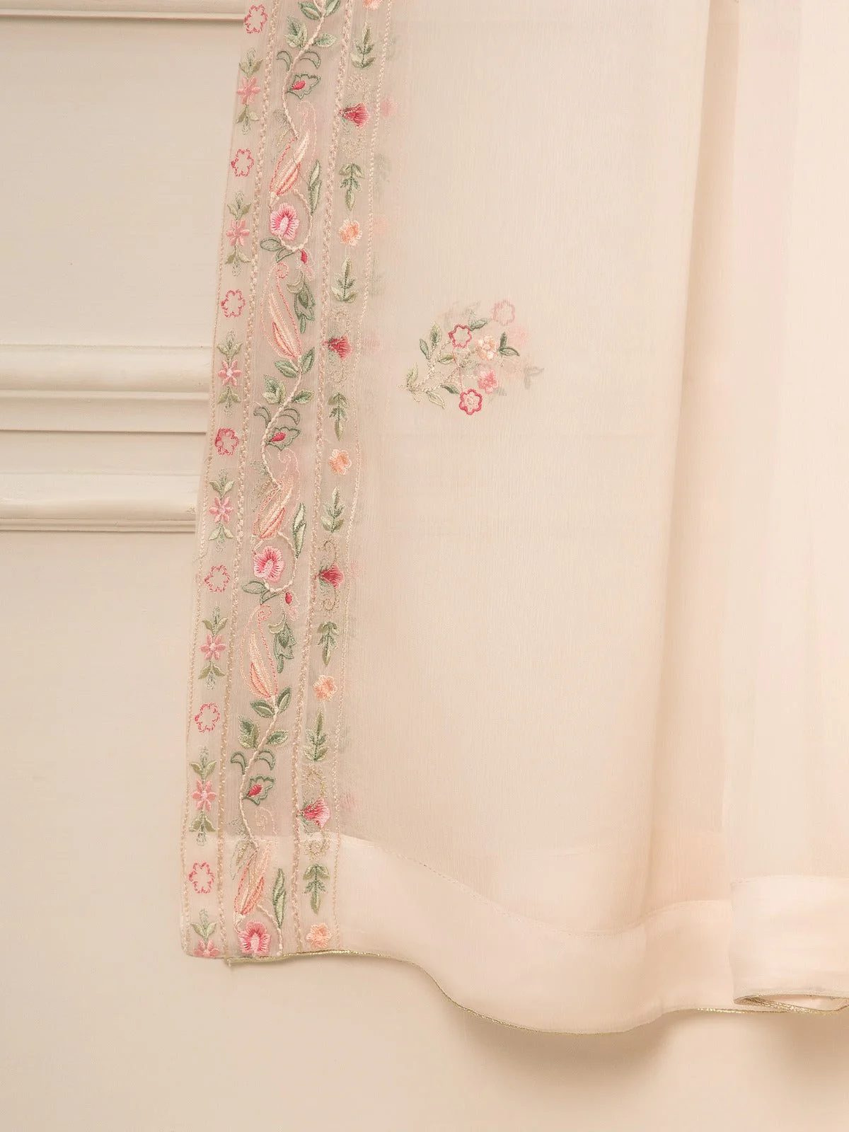 3 Piece - Pure Chiffon Embroidered Suit - Image 9