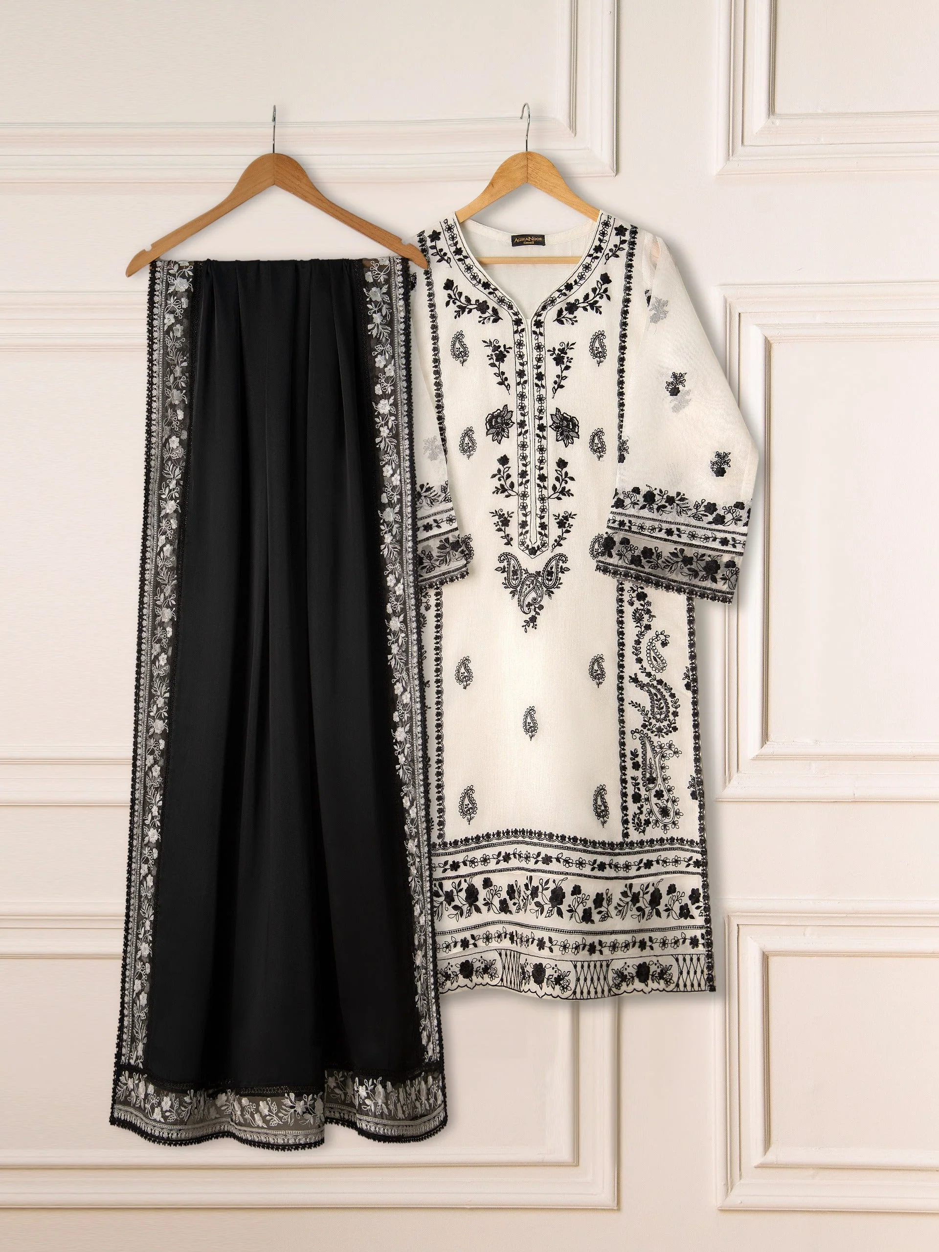 3 Piece- Pure Cotton Net Embroidered Suit