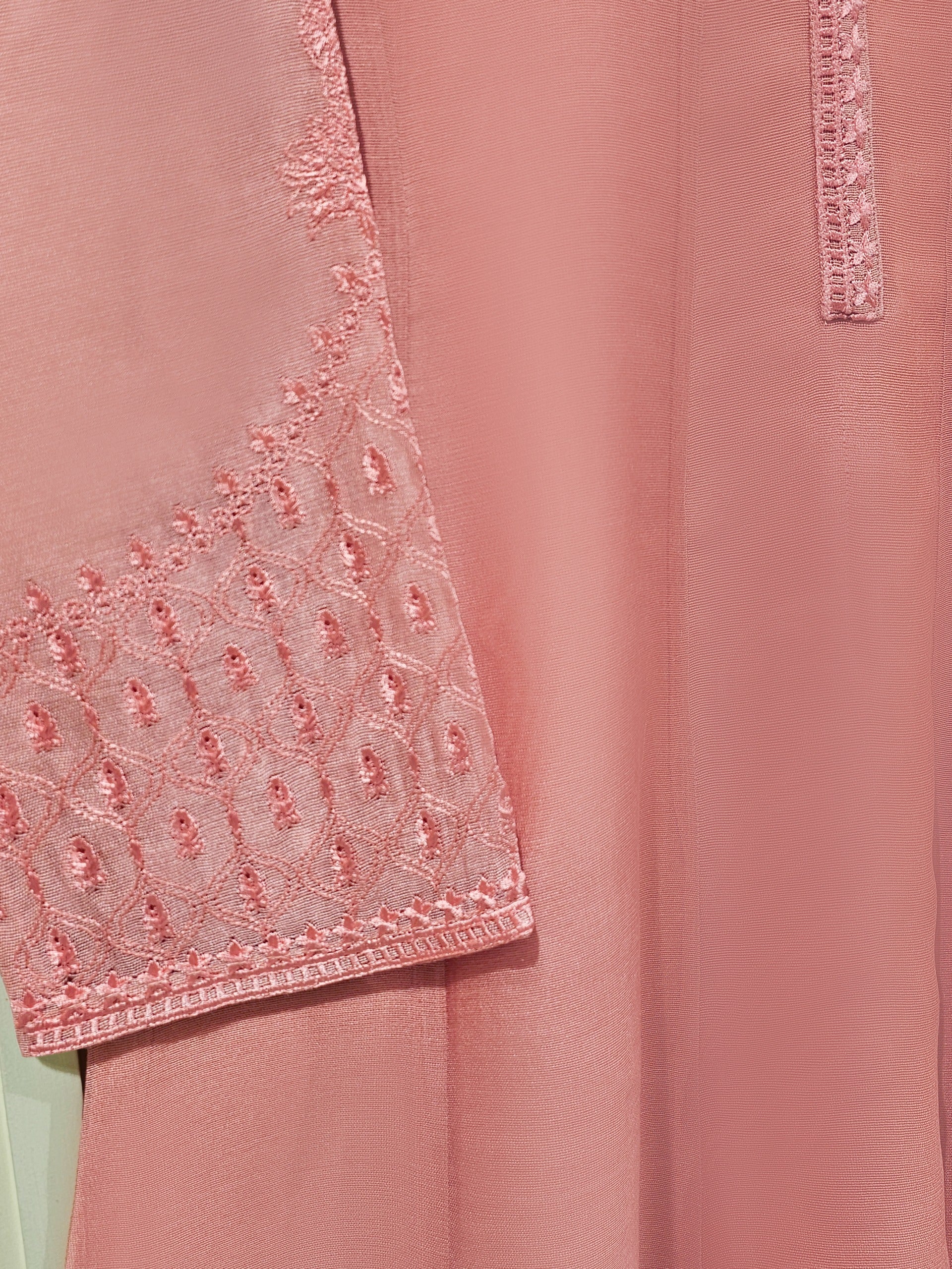 3 Piece - Pure Cotton Net Embroidered Suit - Image 7