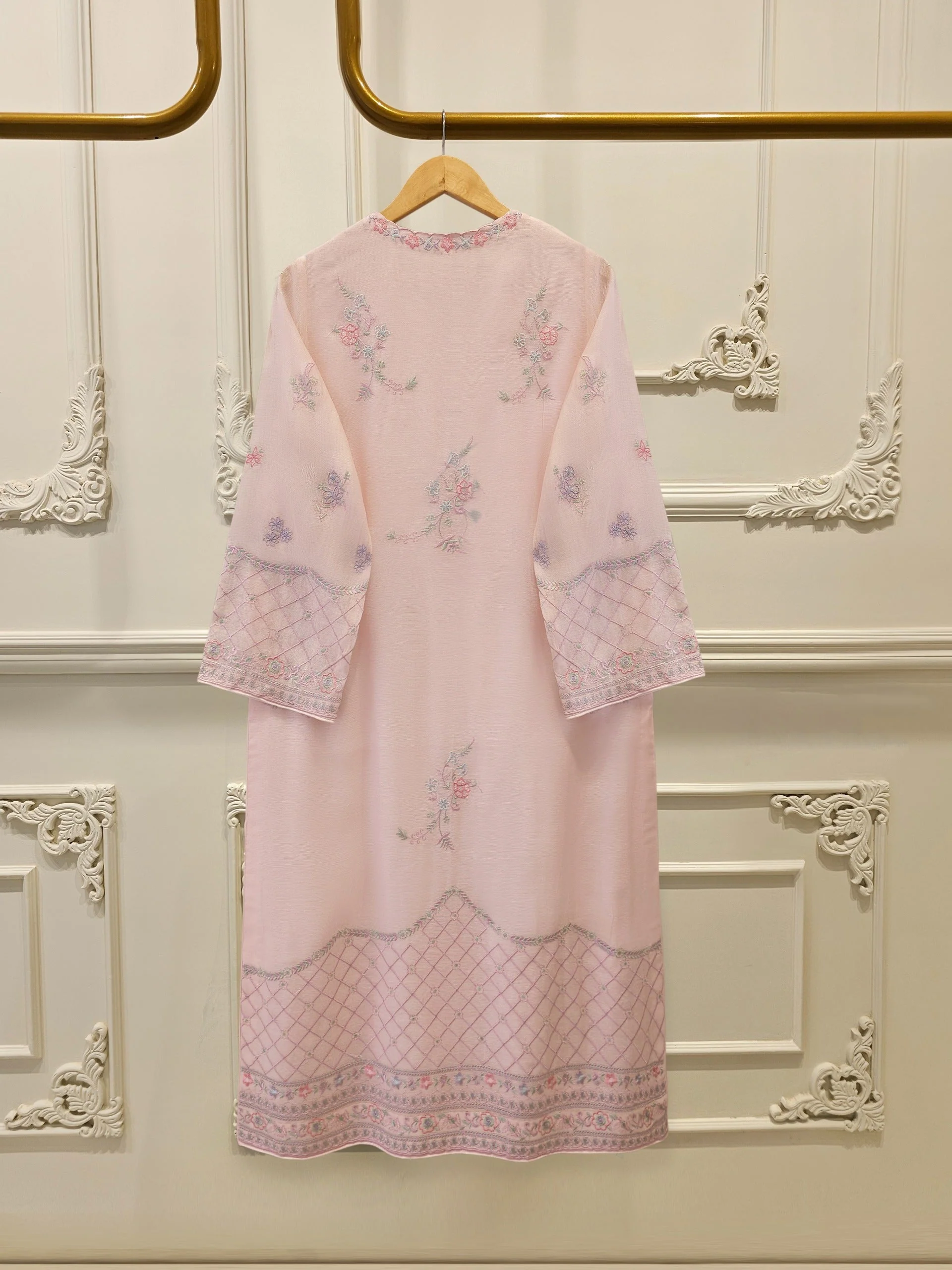 3 Piece - Pure Embroidered Cotton Net Suit - Image 2