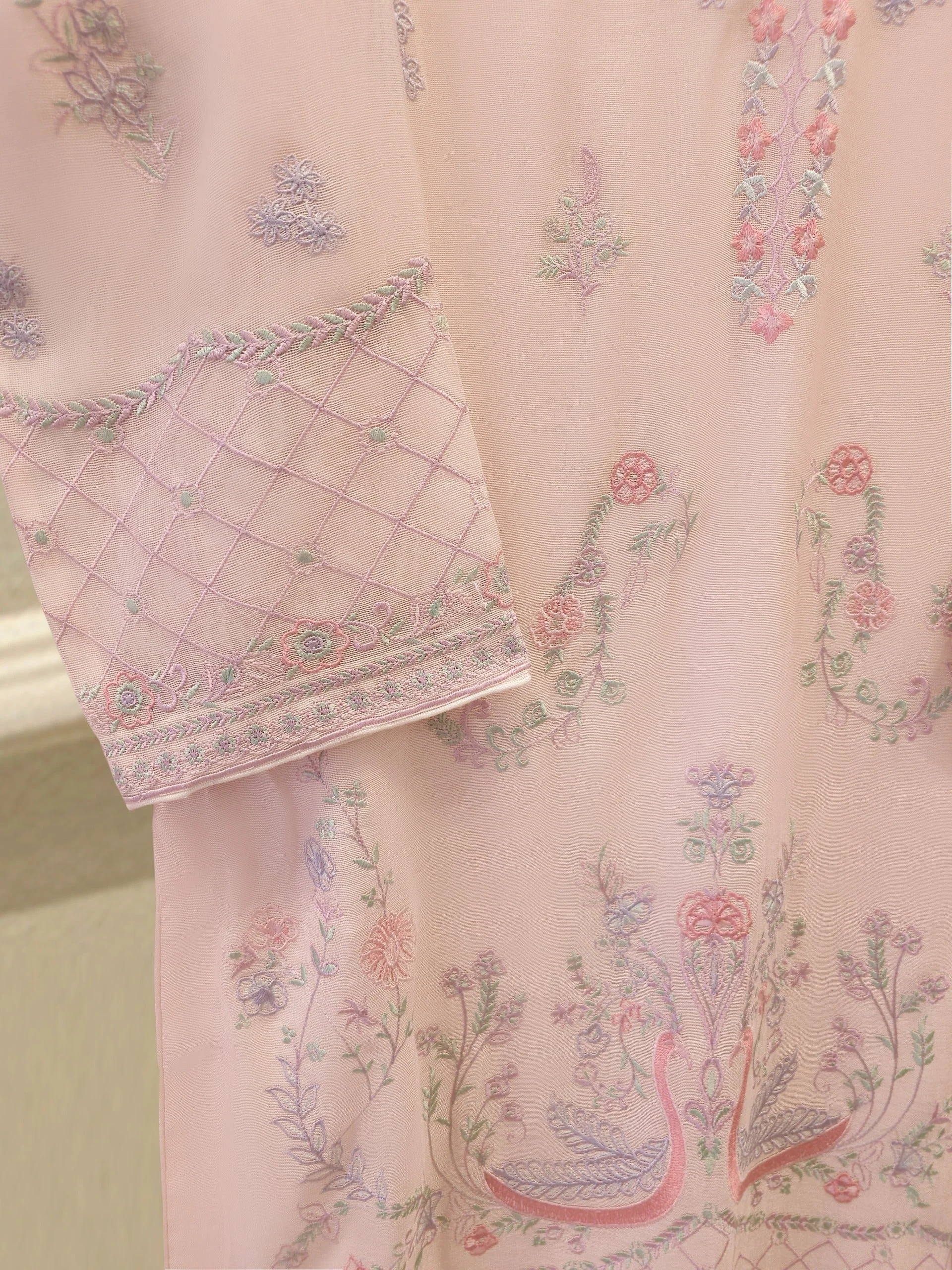 3 Piece - Pure Embroidered Cotton Net Suit - Image 7