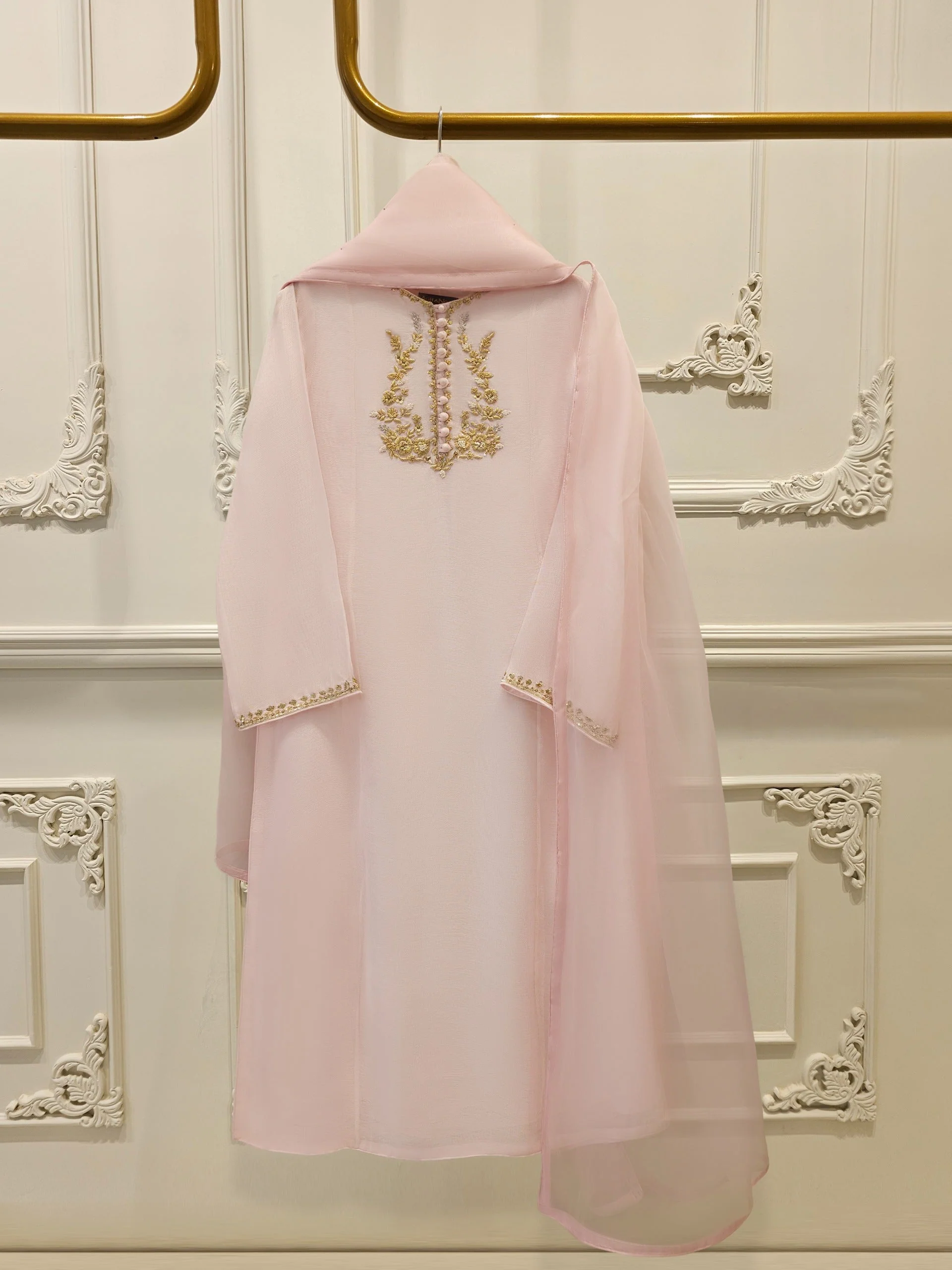 3 Piece - Pure Embroidered Cotton Net Suit